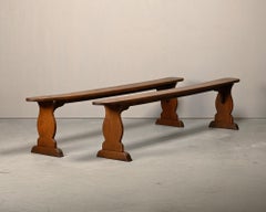 Antique, Primitive and Rustic Farm Benches  in solid Oak, France 1920's