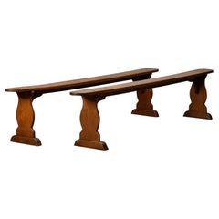 Antique, Primitive and Rustic Farm Benches  in solid Oak, France 1920's