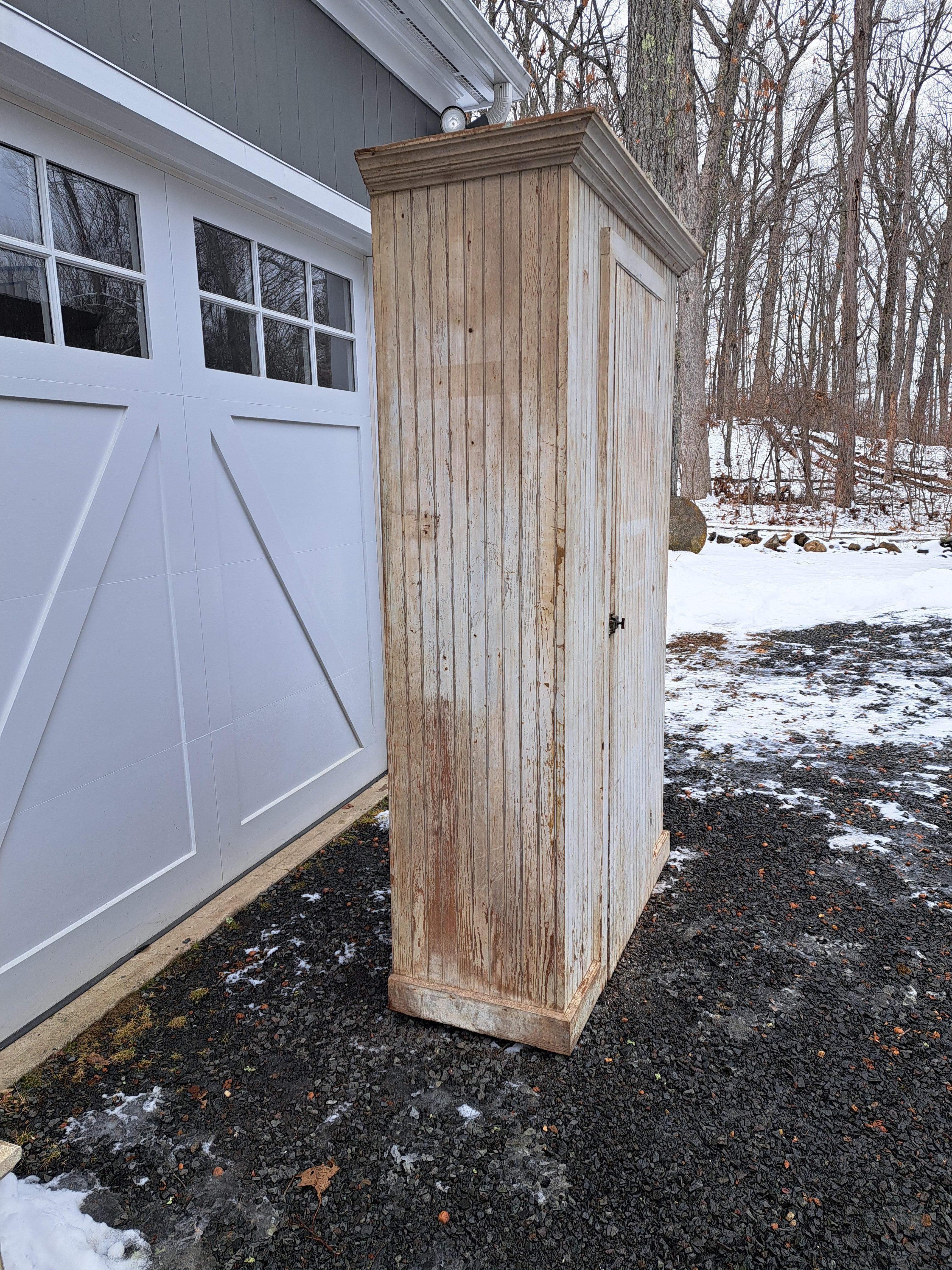 Antique Primitive Beadboard Cupboard Wainscot Cabinet For Sale 3