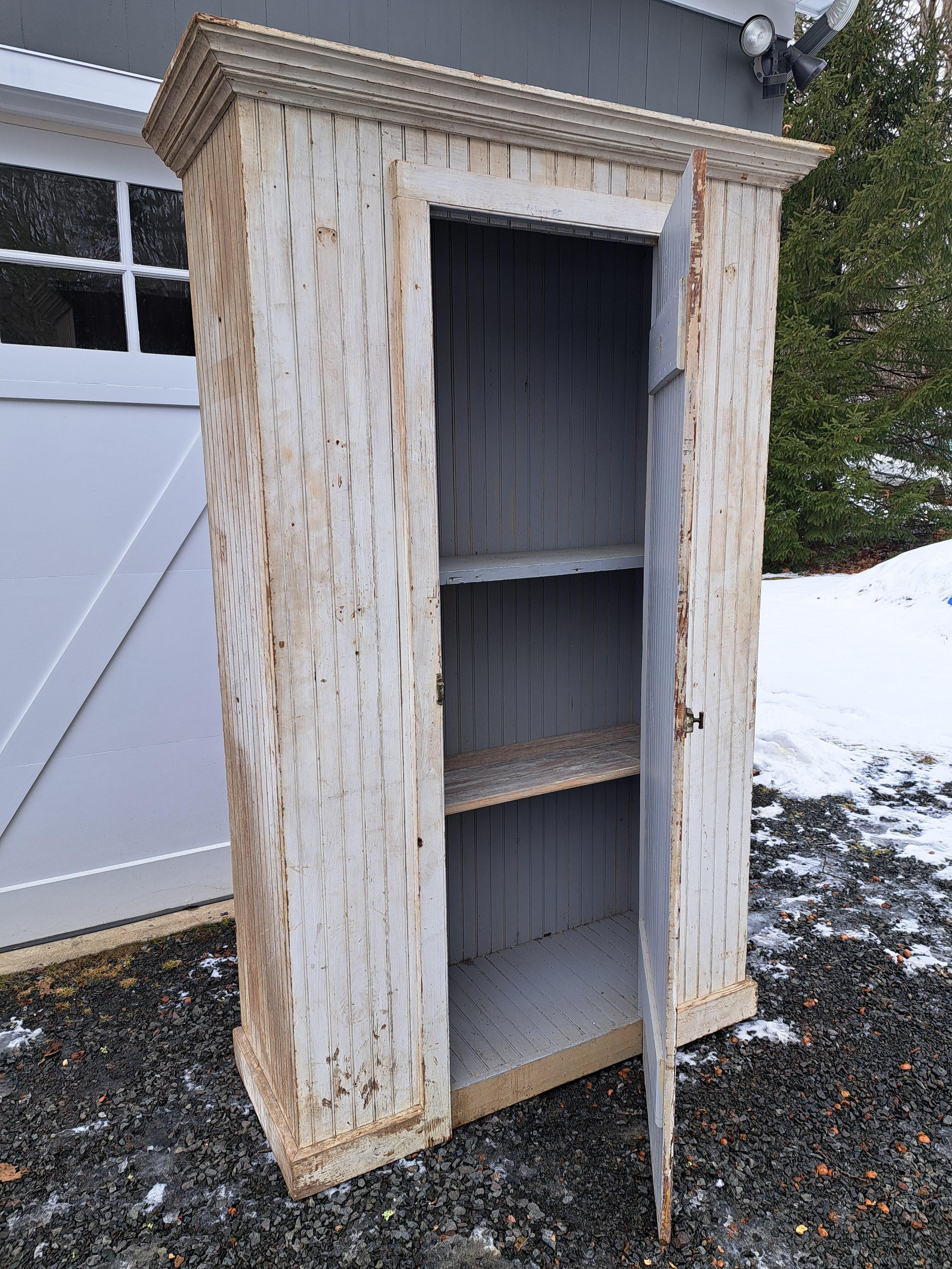 Antique Primitive Beadboard Cupboard Wainscot Cabinet For Sale 5