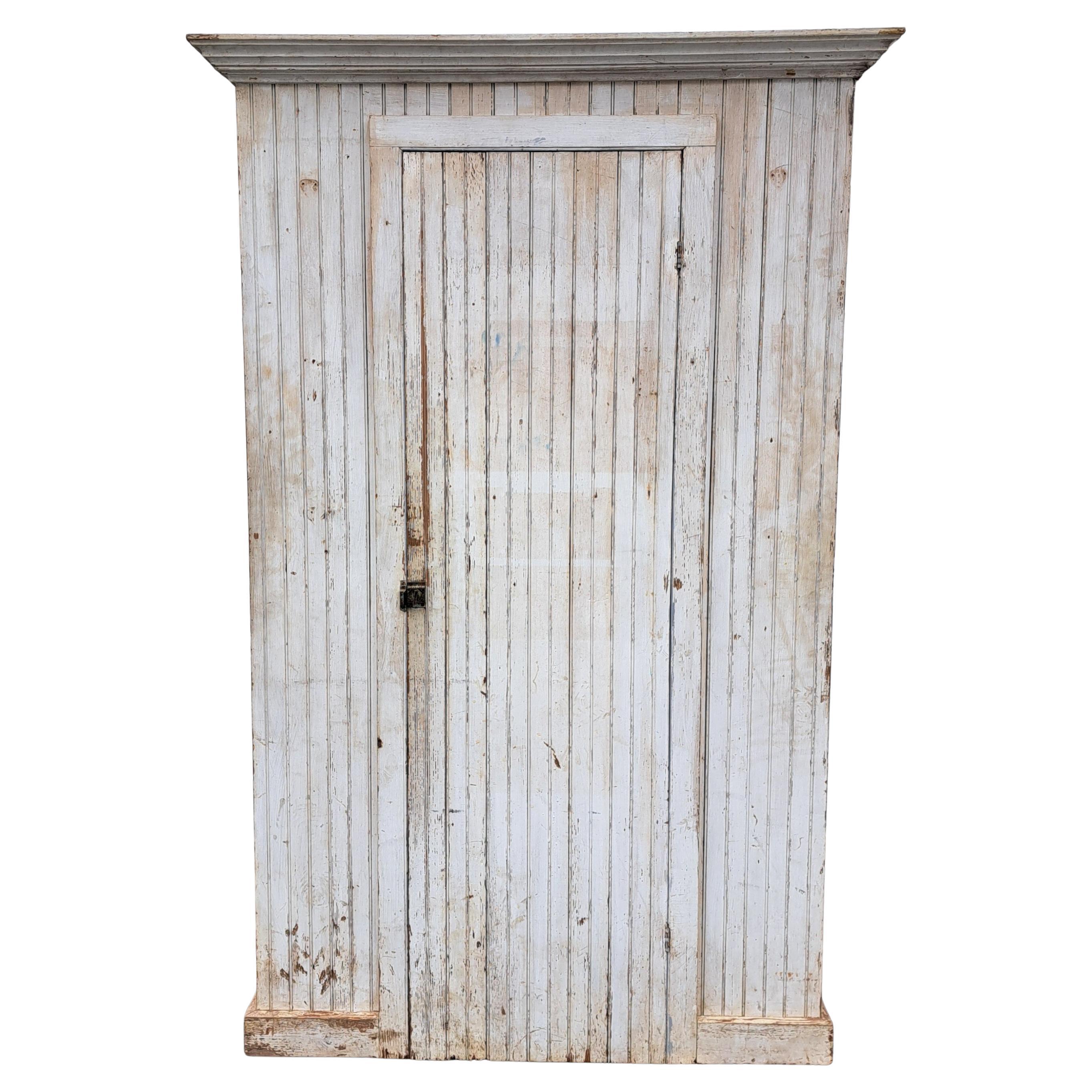 Antique Primitive Beadboard Cupboard Wainscot Cabinet