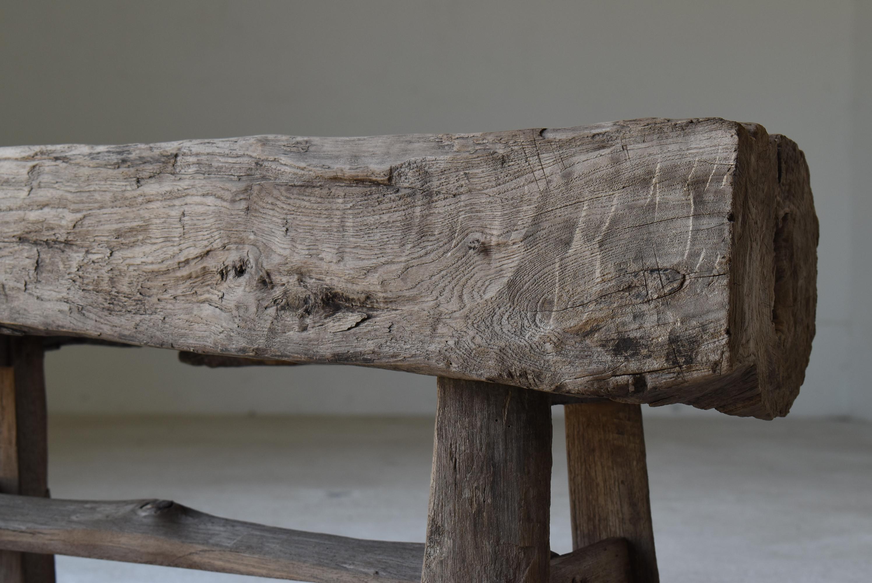 Antique Primitive Bench 1860s-1900s / Wood Chair Stool Wabi Sabi 5