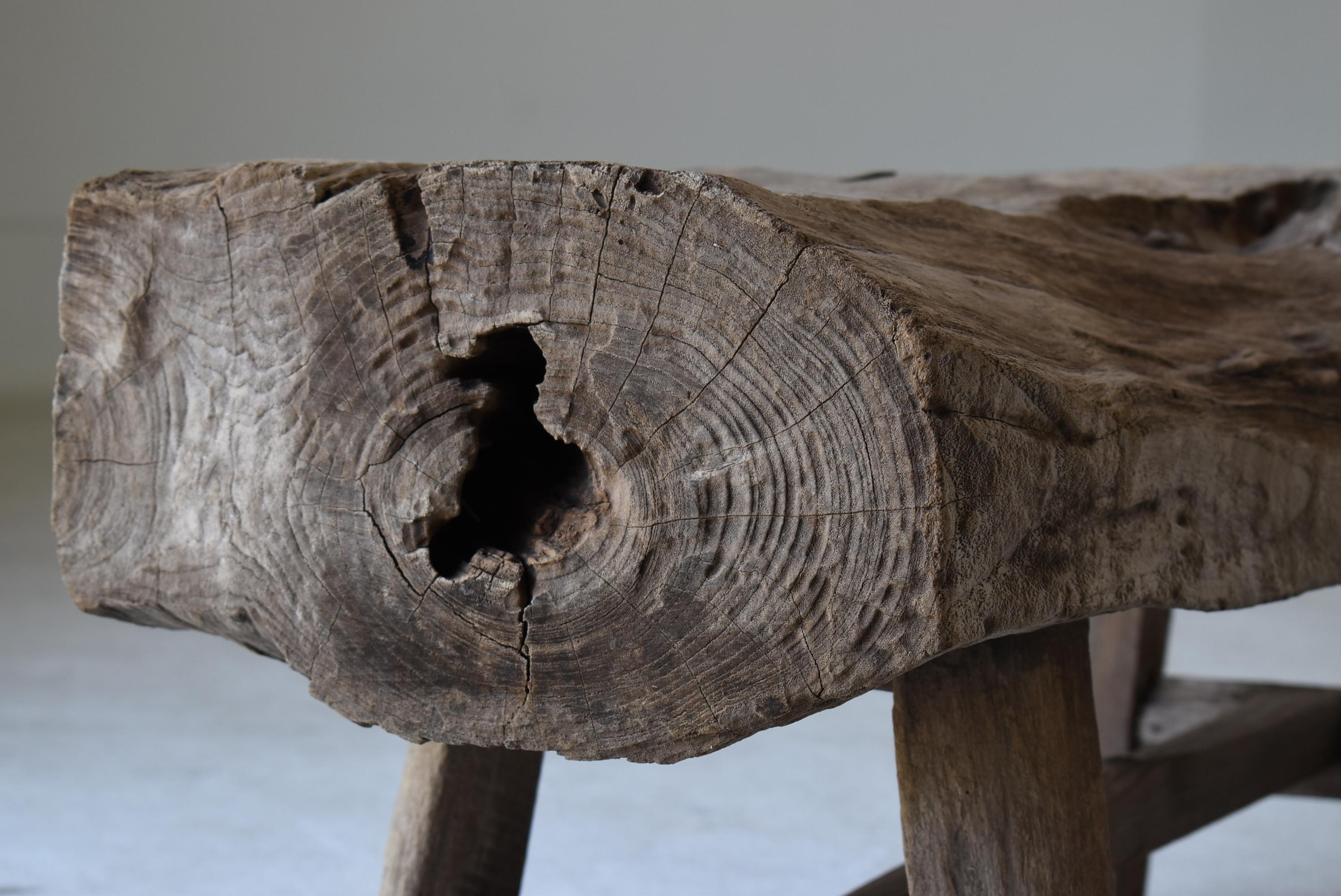 Antique Primitive Bench 1860s-1900s / Wood Chair Stool Wabi Sabi 8