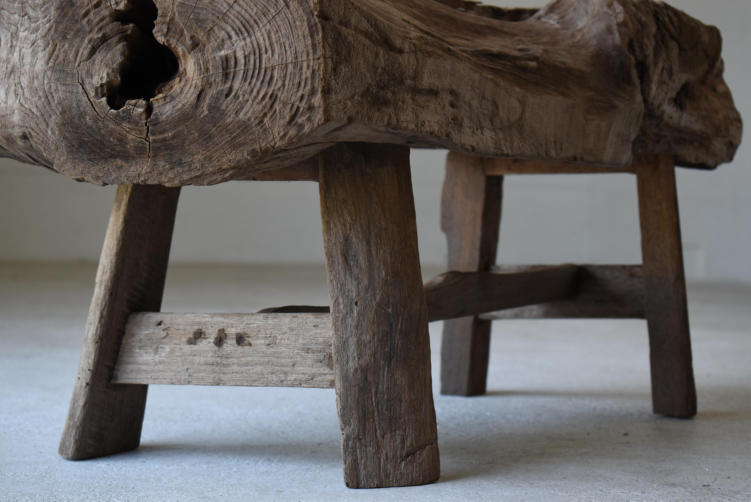 Antique Primitive Bench 1860s-1900s / Wood Chair Stool Wabi Sabi 9