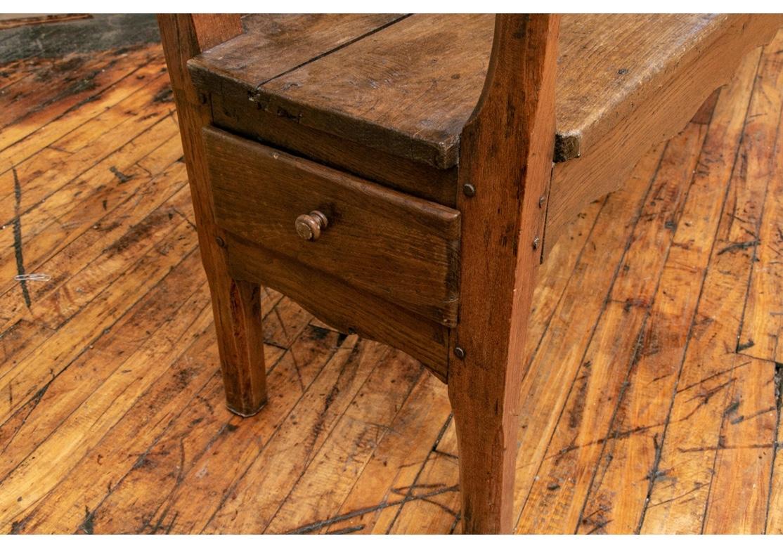 Antique Rustic Bench with Side Drawer 2