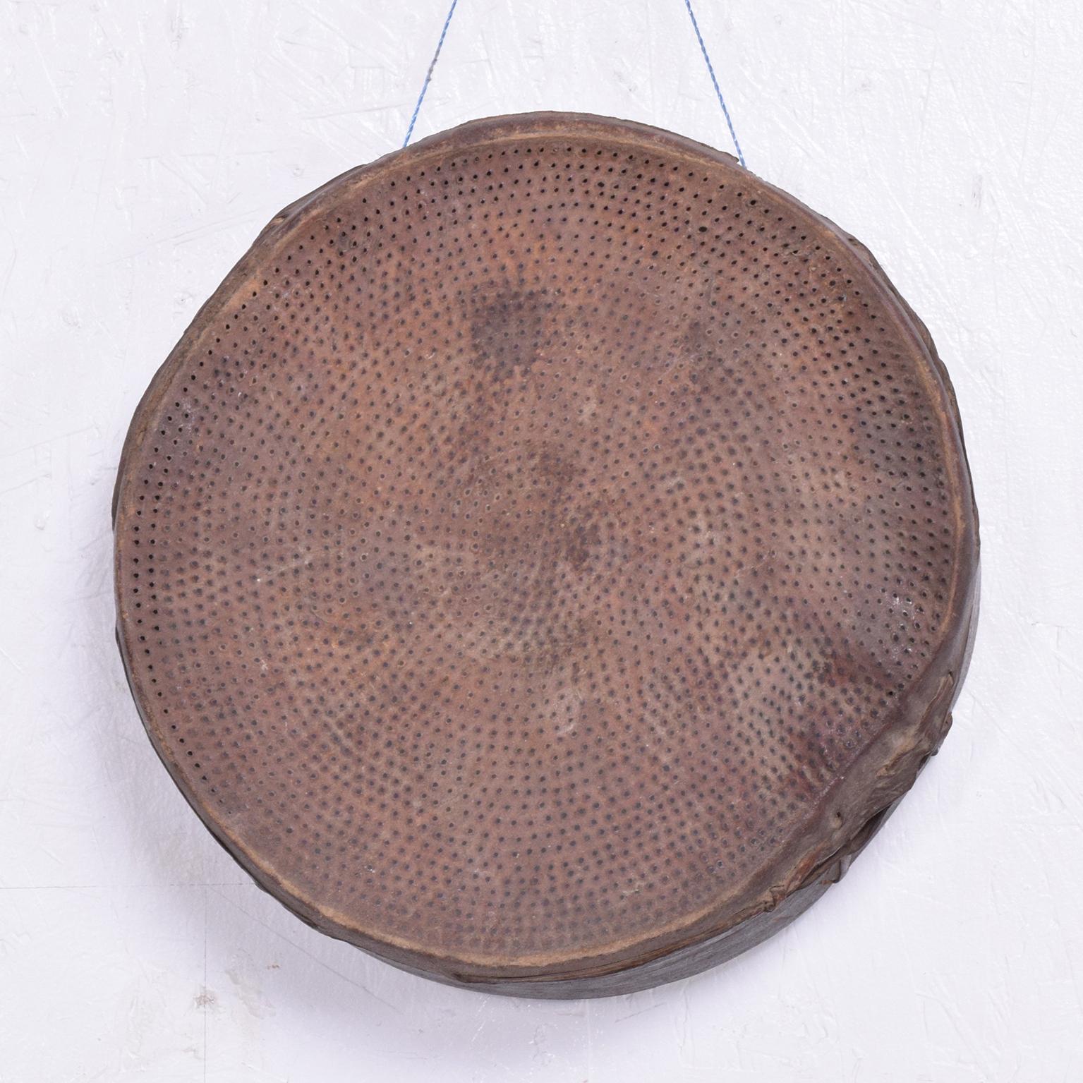 Antique primitive bentwood and goatskin flour sieve sifter,
Guatemala, late 1800s.
    