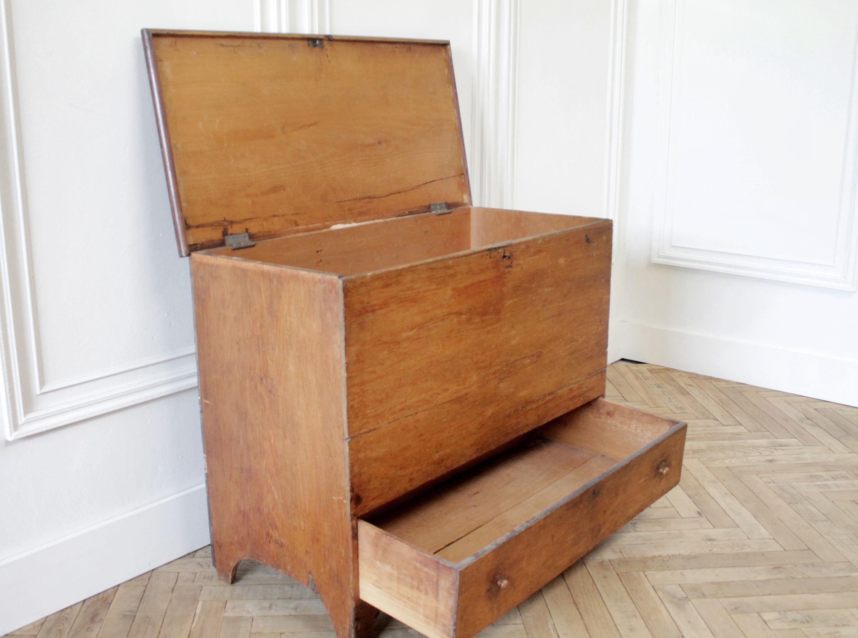 Antique Primitive Blanket Chest or Commode 1