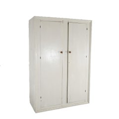 Antique Primitive Blind Door Painted Soft Wood Country Cupboard c1850