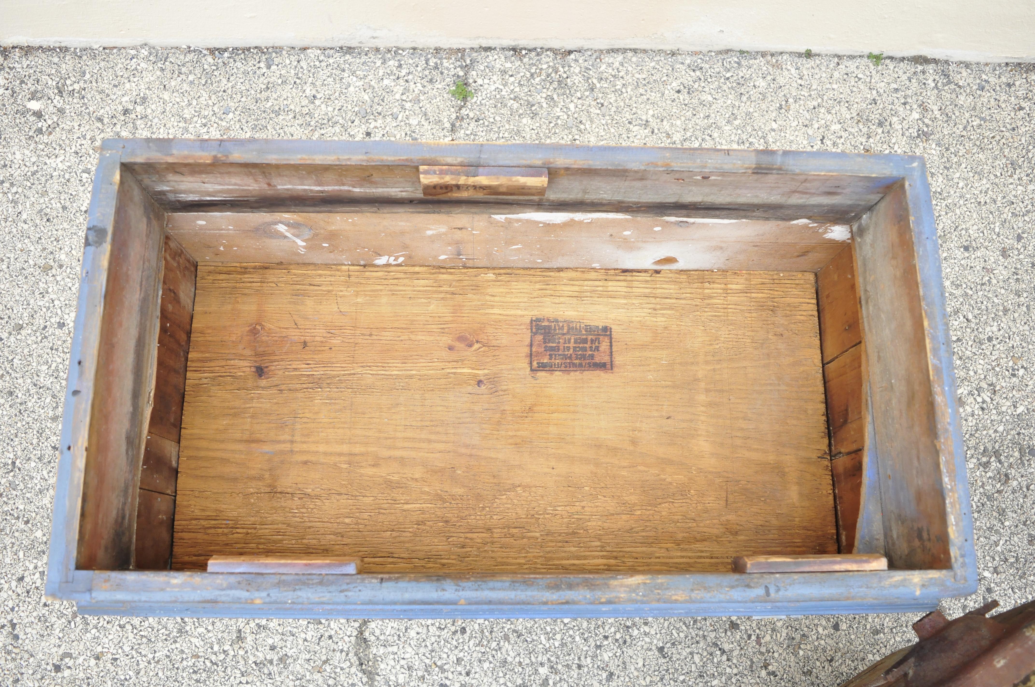 Antique Blue Distress Painted Cupboard Cabinet Vanity Cast Iron Sink For Sale 4