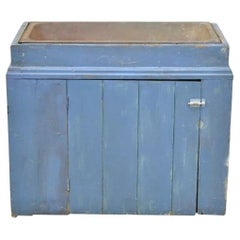 Antiguo Primitivo Azul Distress Pintado Armario Armario Vanidad Fregadero de Hierro Fundido
