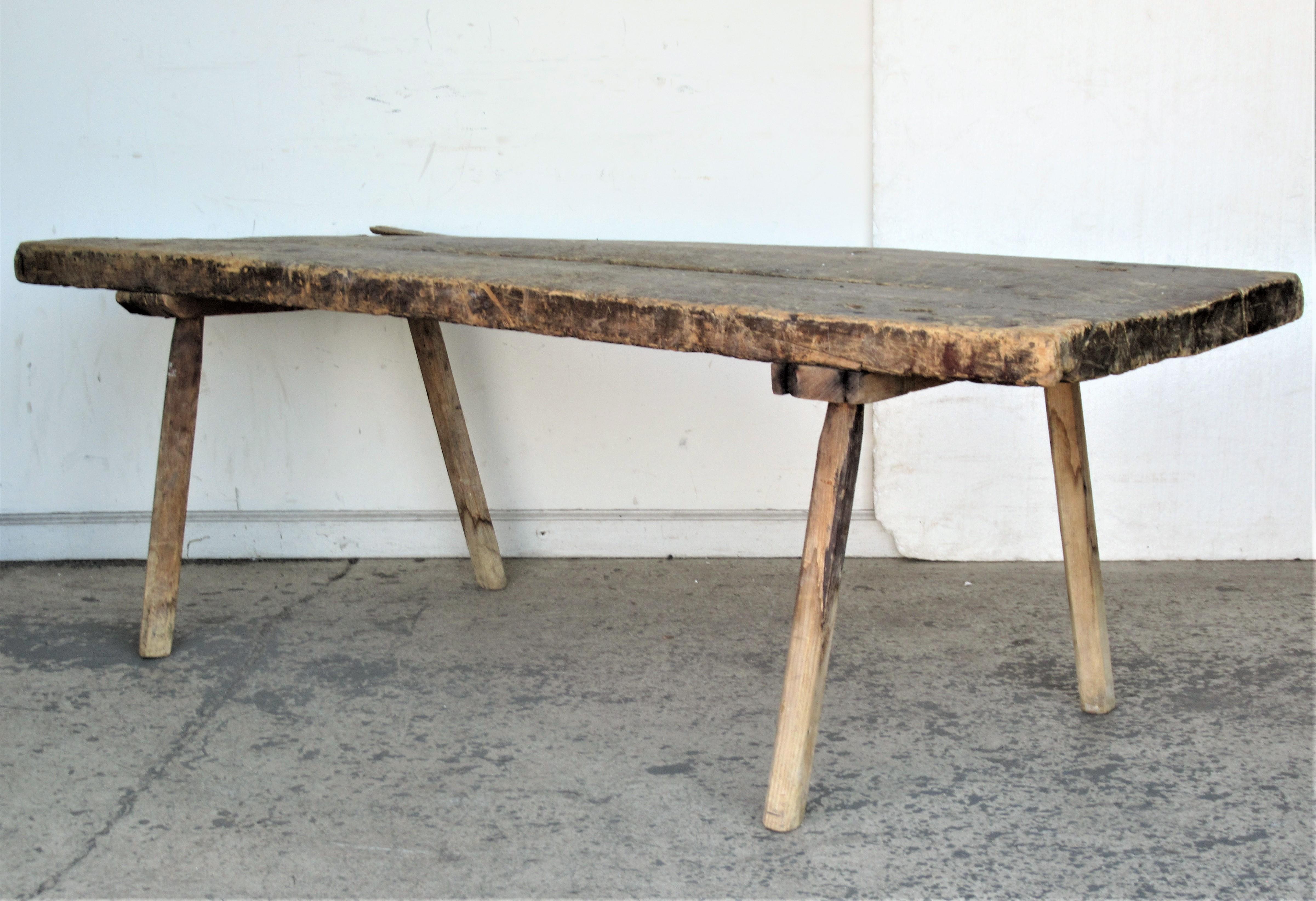 Hand-Crafted 19th Century American Primitive Butcher's Table