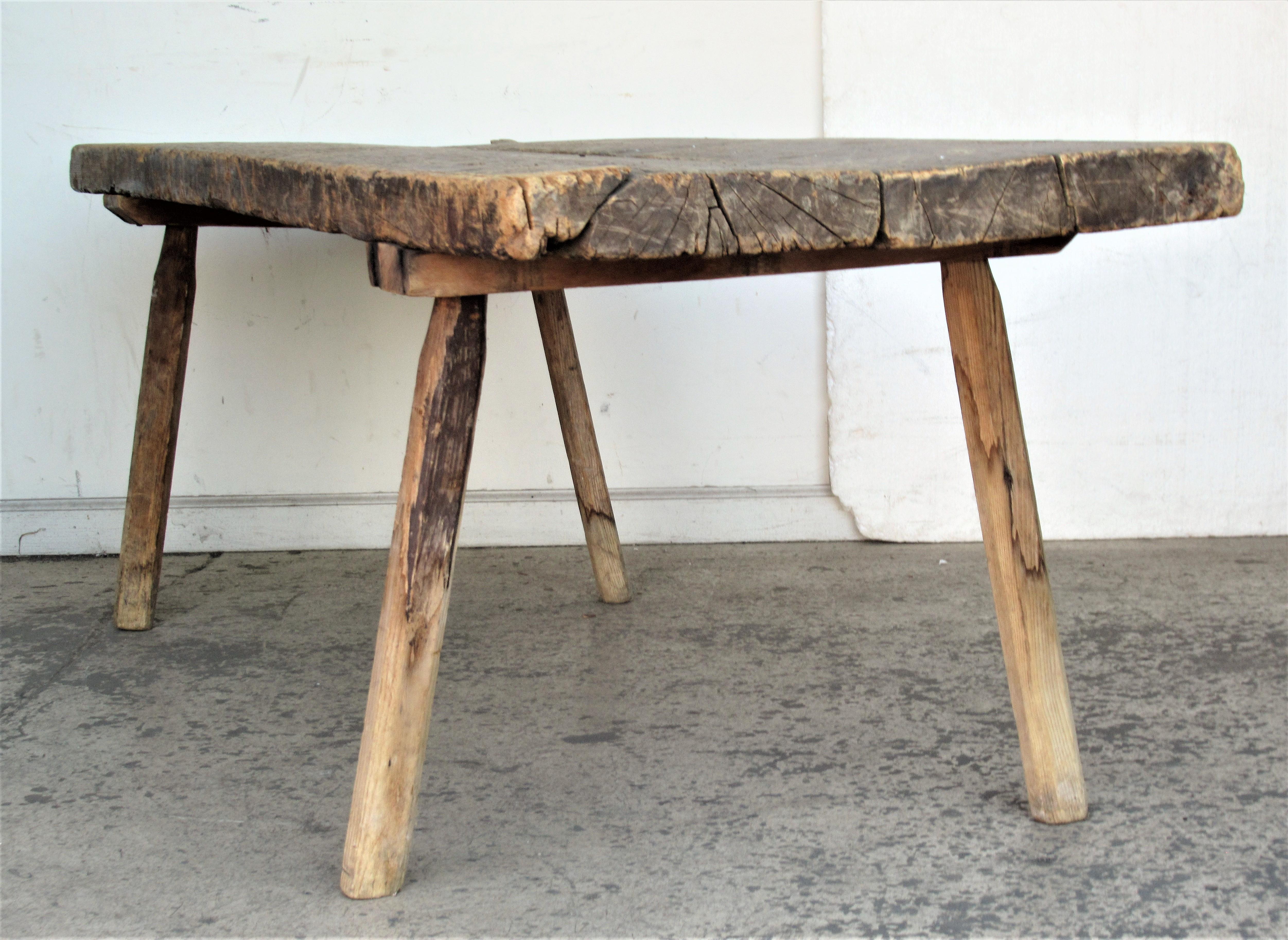 19th Century American Primitive Butcher's Table In Distressed Condition In Rochester, NY
