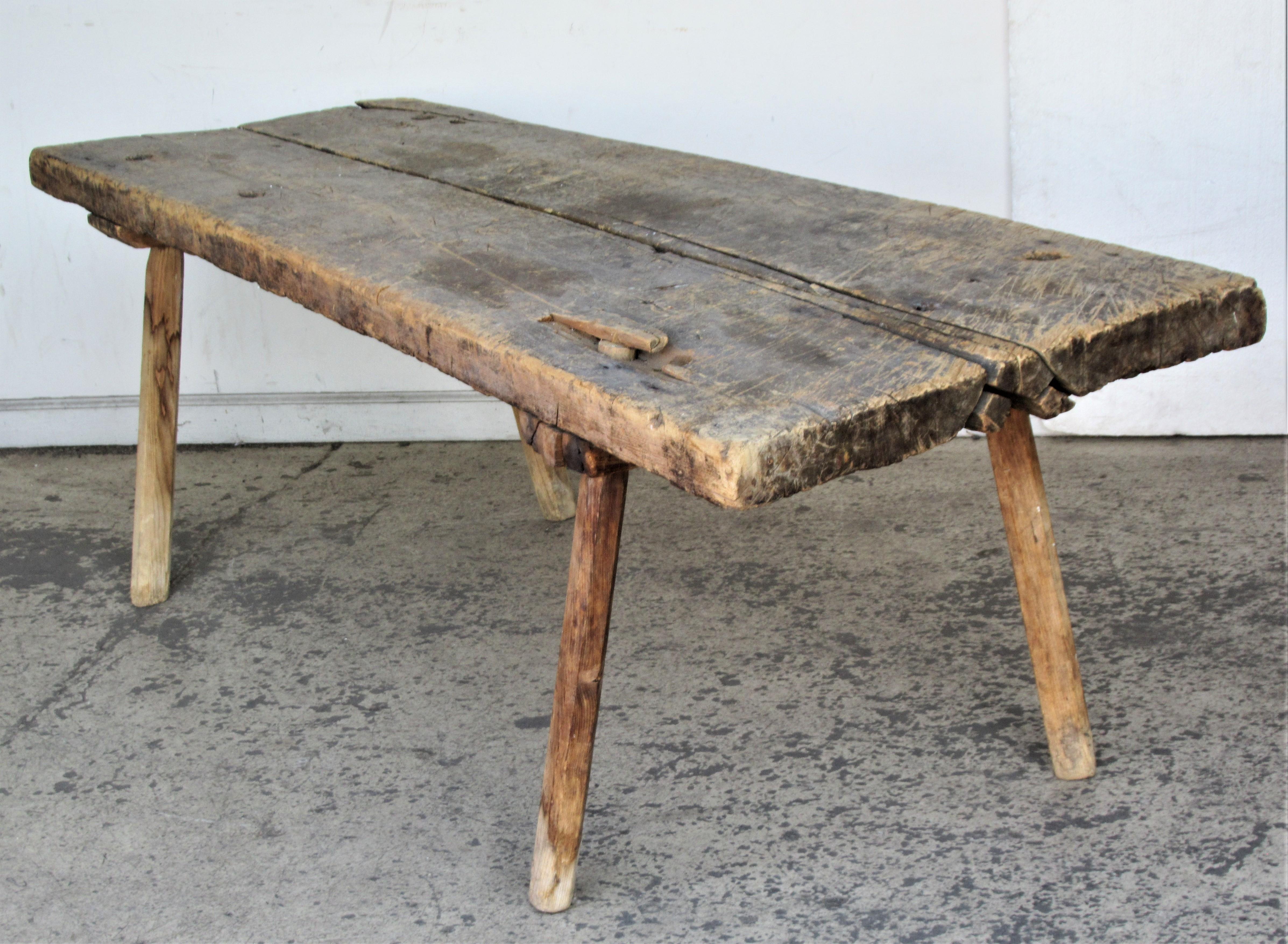 Wood 19th Century American Primitive Butcher's Table