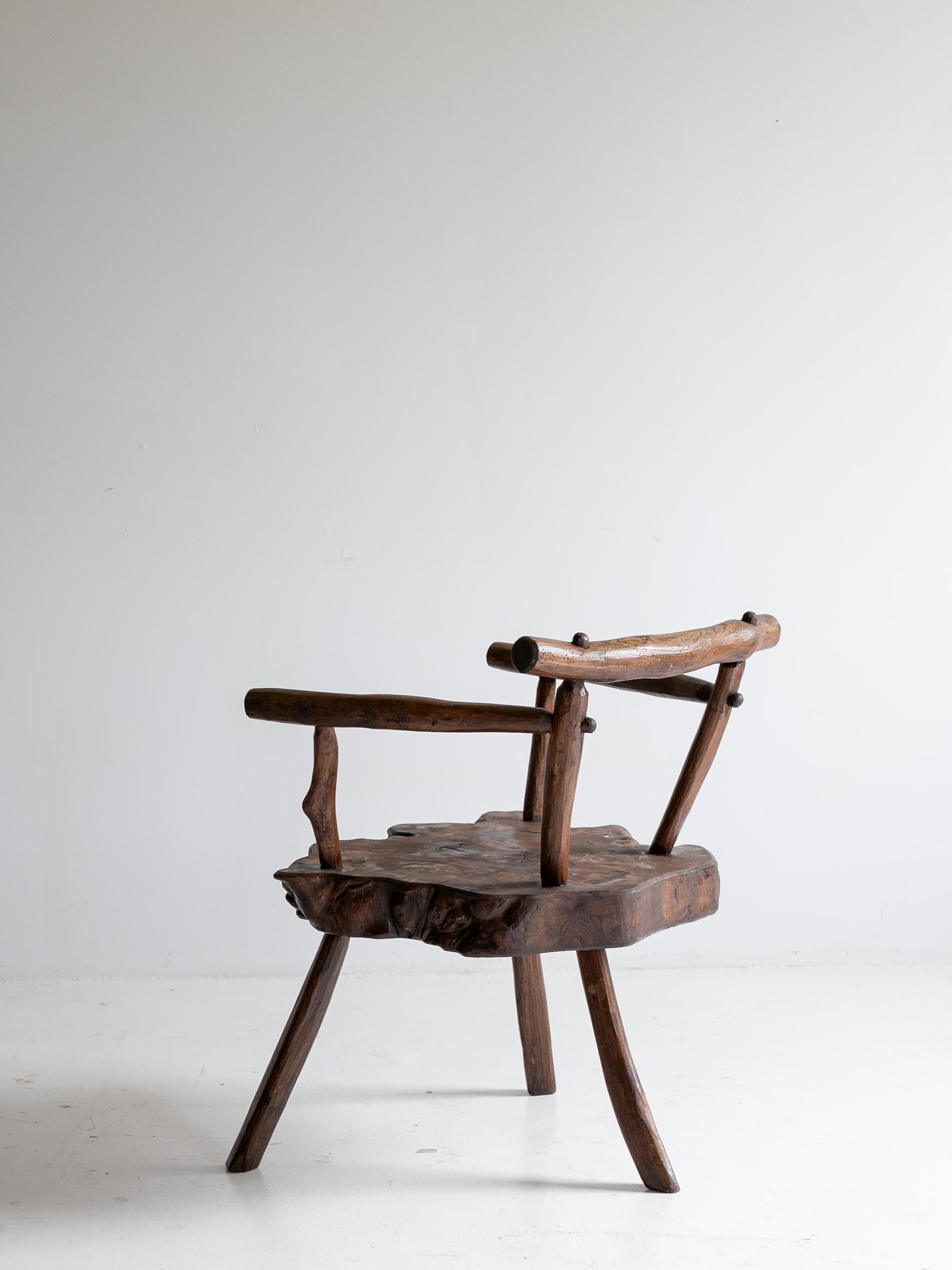 Chaise primitive ancienne des années 1900 / Chaise d'appoint Wabi Sabi en vente 4