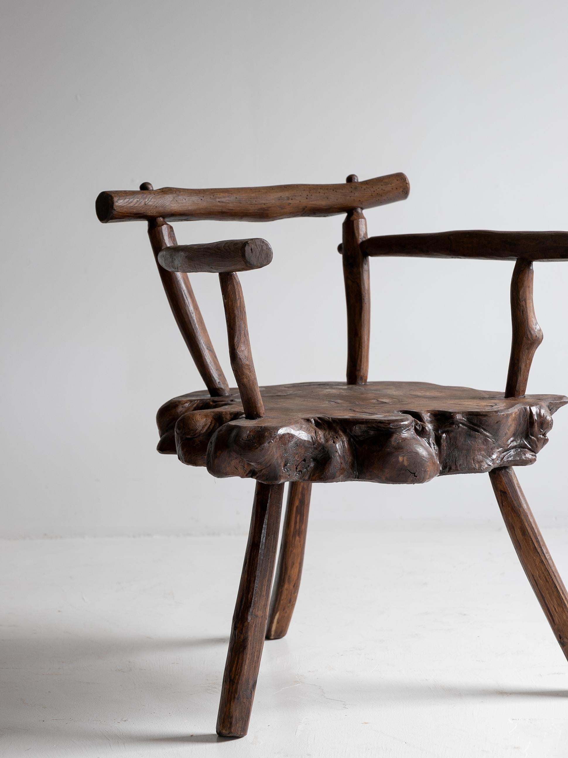 Chaise primitive ancienne des années 1900 / Chaise d'appoint Wabi Sabi Bon état - En vente à Sammu-shi, Chiba