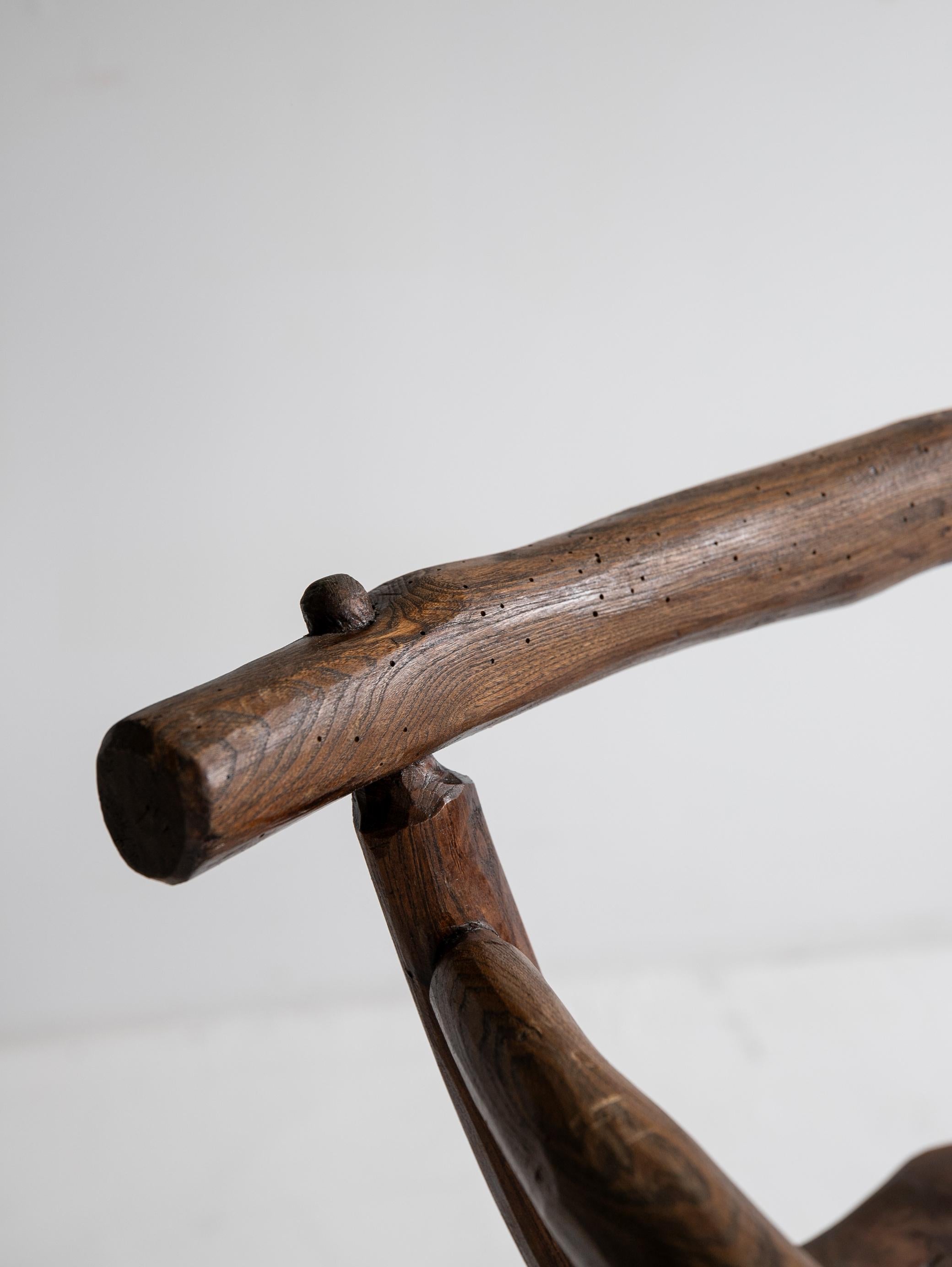 Orme Chaise primitive ancienne des années 1900 / Chaise d'appoint Wabi Sabi en vente