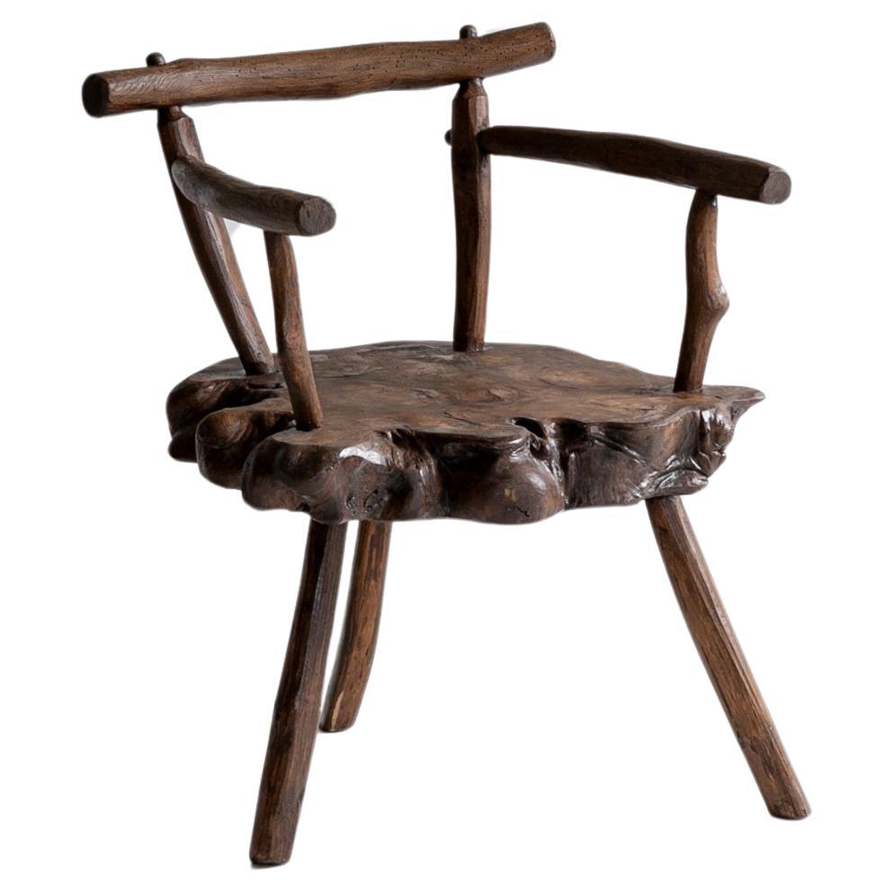 Antique Primitive Chair 1900s / Side Chair Wabi Sabi