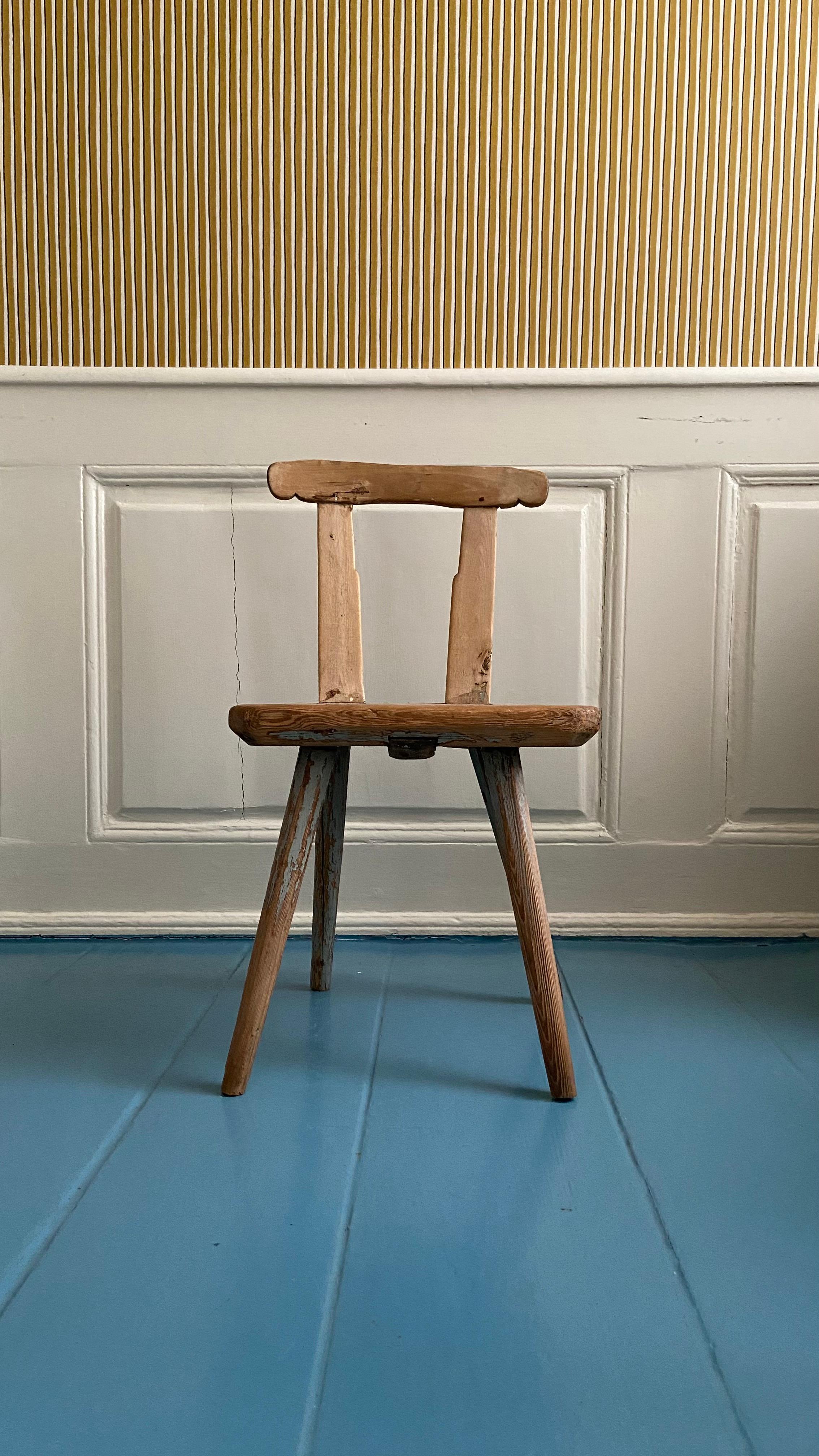 Antique Primitive Children's Chair in Wood from Dalarna, Sweden, 1820's 5