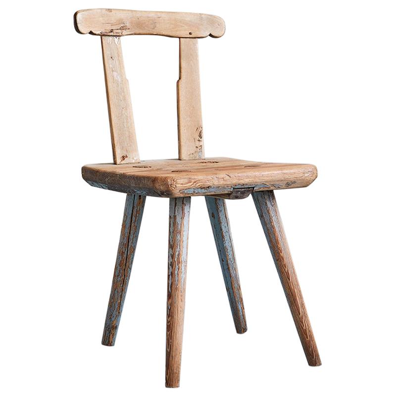 Antique Primitive Children's Chair in Wood from Dalarna, Sweden, 1820's