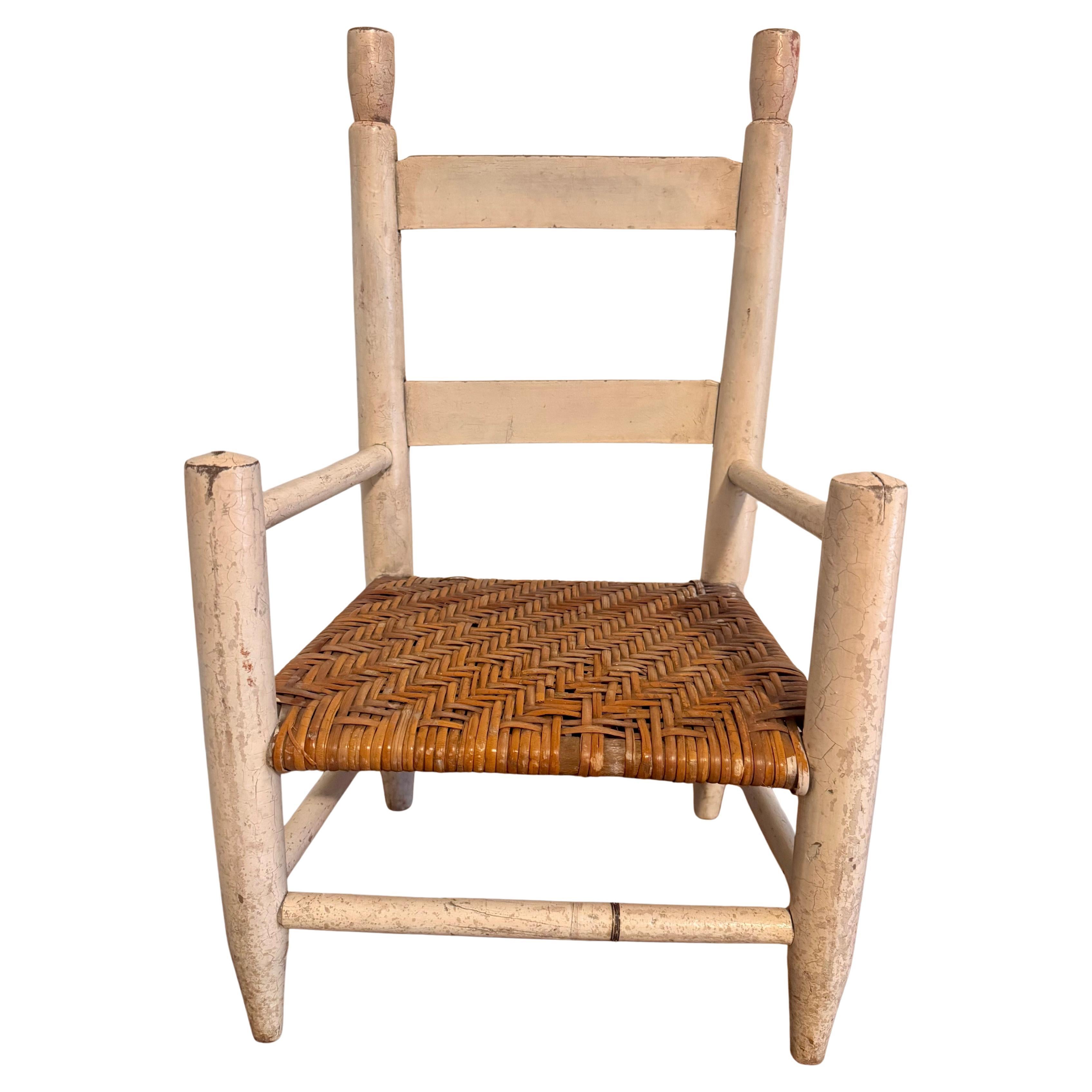 Antique Primitive Child’s Ladder Back Splint Weave Chair