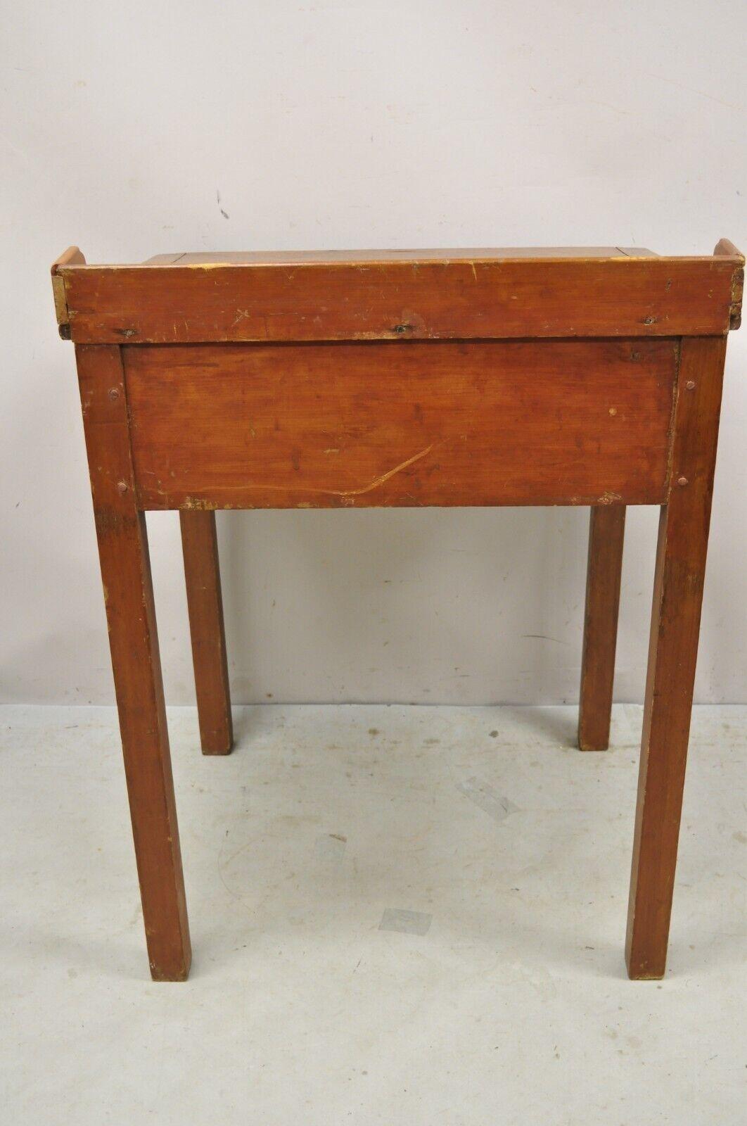 Antique Primitive Colonial Cherry Walnut Tall Schoolmasters Desk Stand Table 4