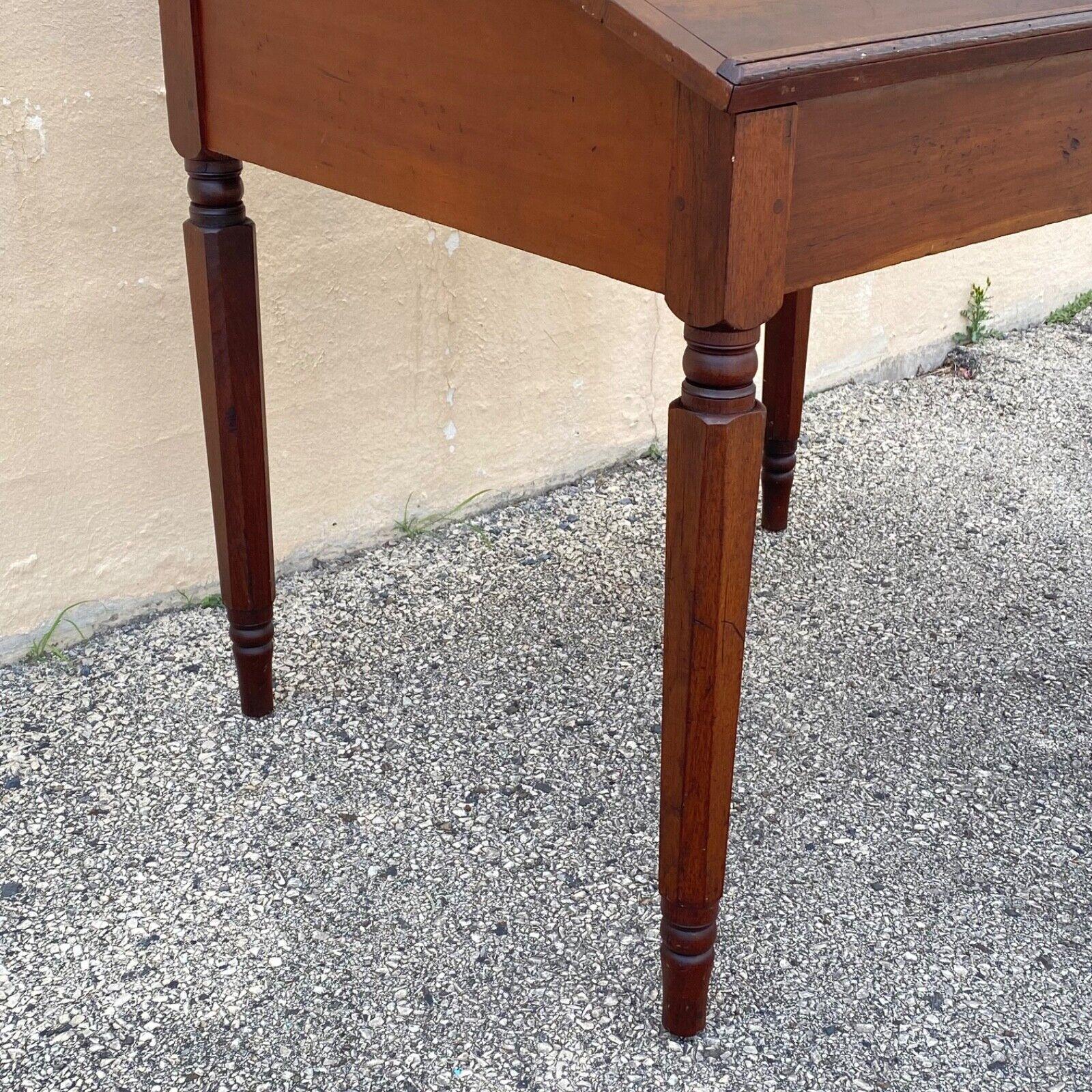 Antique Primitive Colonial Cherry Walnut Tall Schoolmasters Desk Stand Table In Good Condition For Sale In Philadelphia, PA