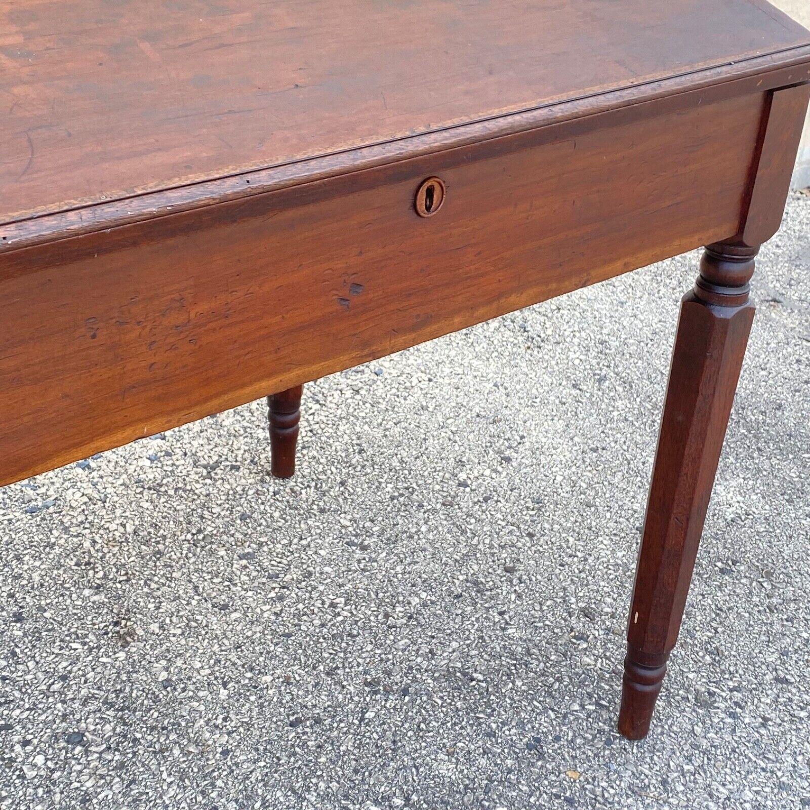 19th Century Antique Primitive Colonial Cherry Walnut Tall Schoolmasters Desk Stand Table For Sale