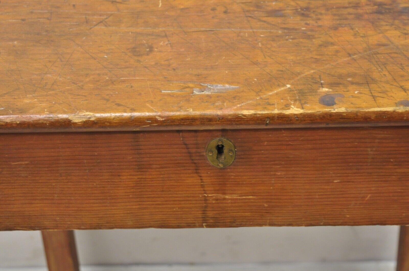 Antique Primitive Colonial Cherry Walnut Tall Schoolmasters Desk Stand Table 3