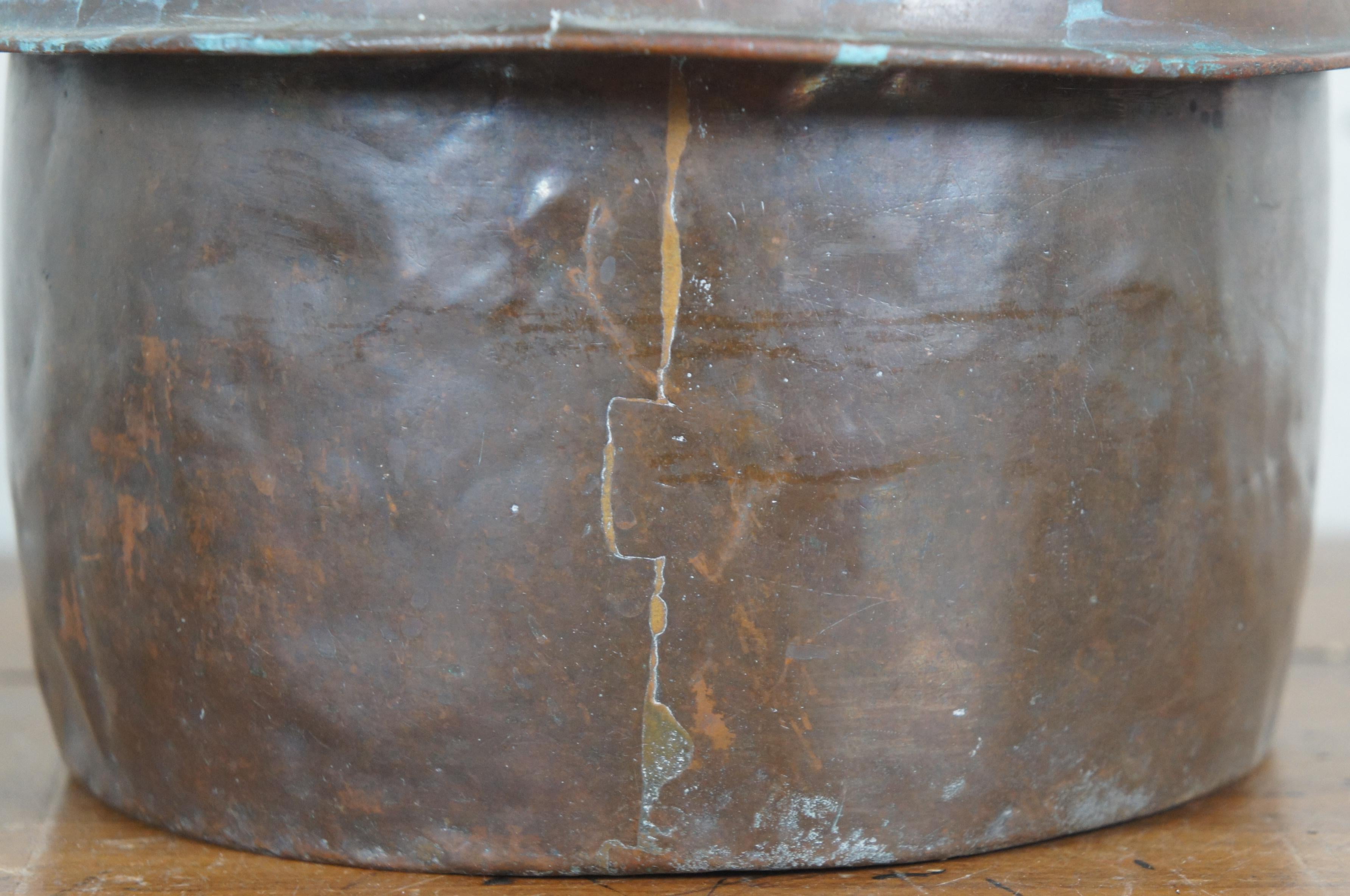 19th Century Antique Primitive Copper Dovetailed Goose Neck Tea Coffee Pot Kettle 12