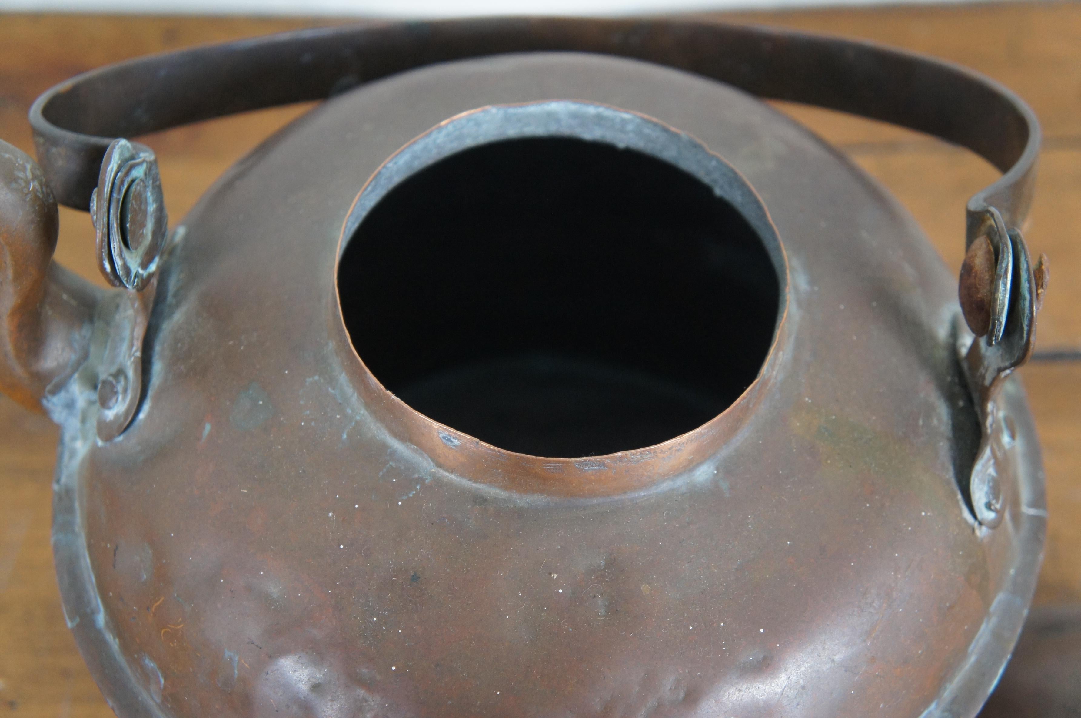 Antique Primitive Copper Dovetailed Goose Neck Tea Coffee Pot Kettle 12