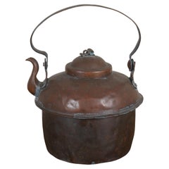 Antique Primitive Copper Dovetailed Goose Neck Tea Coffee Pot Kettle 12"