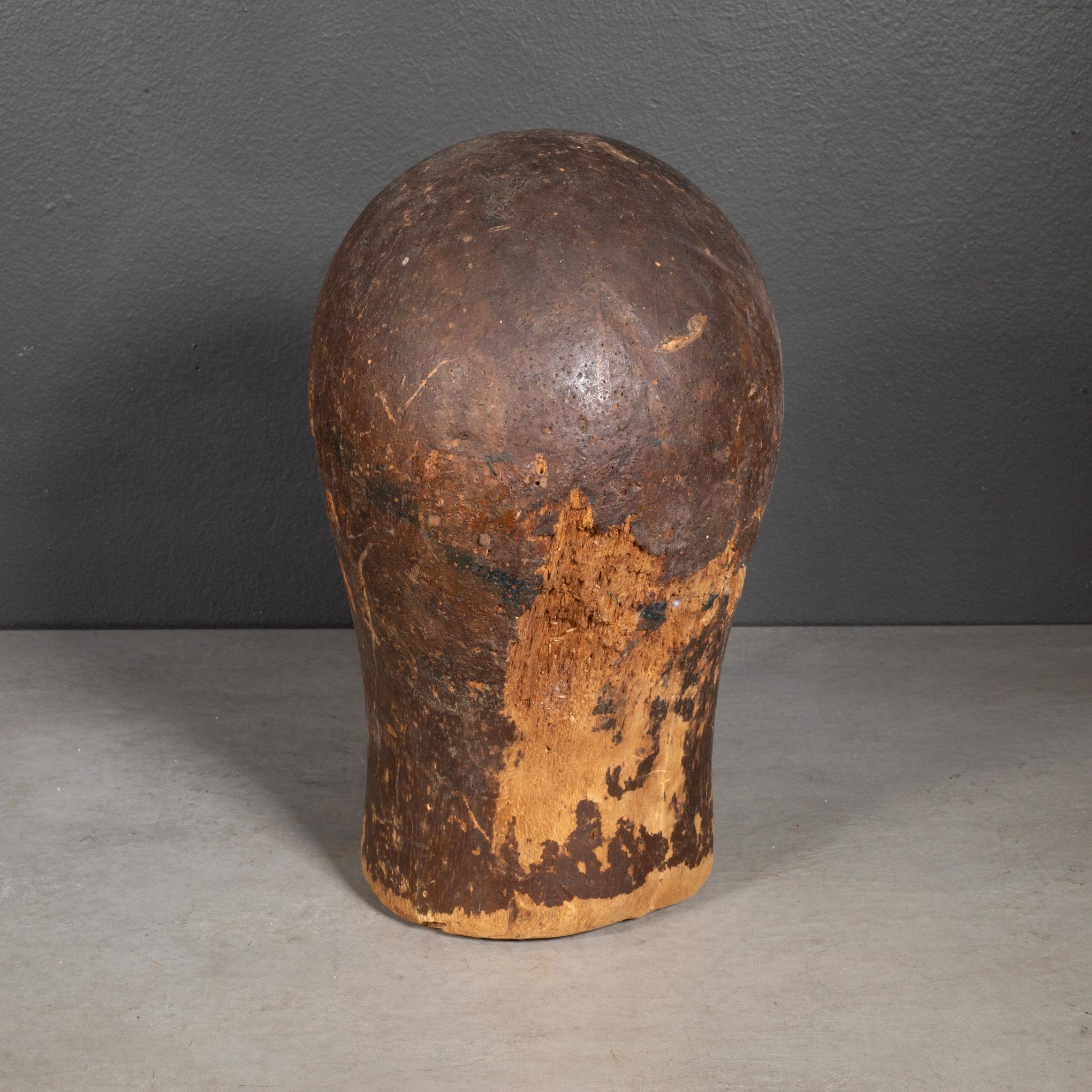 Industrial Antique Primitive Cork Mannequin Display Head c.1930