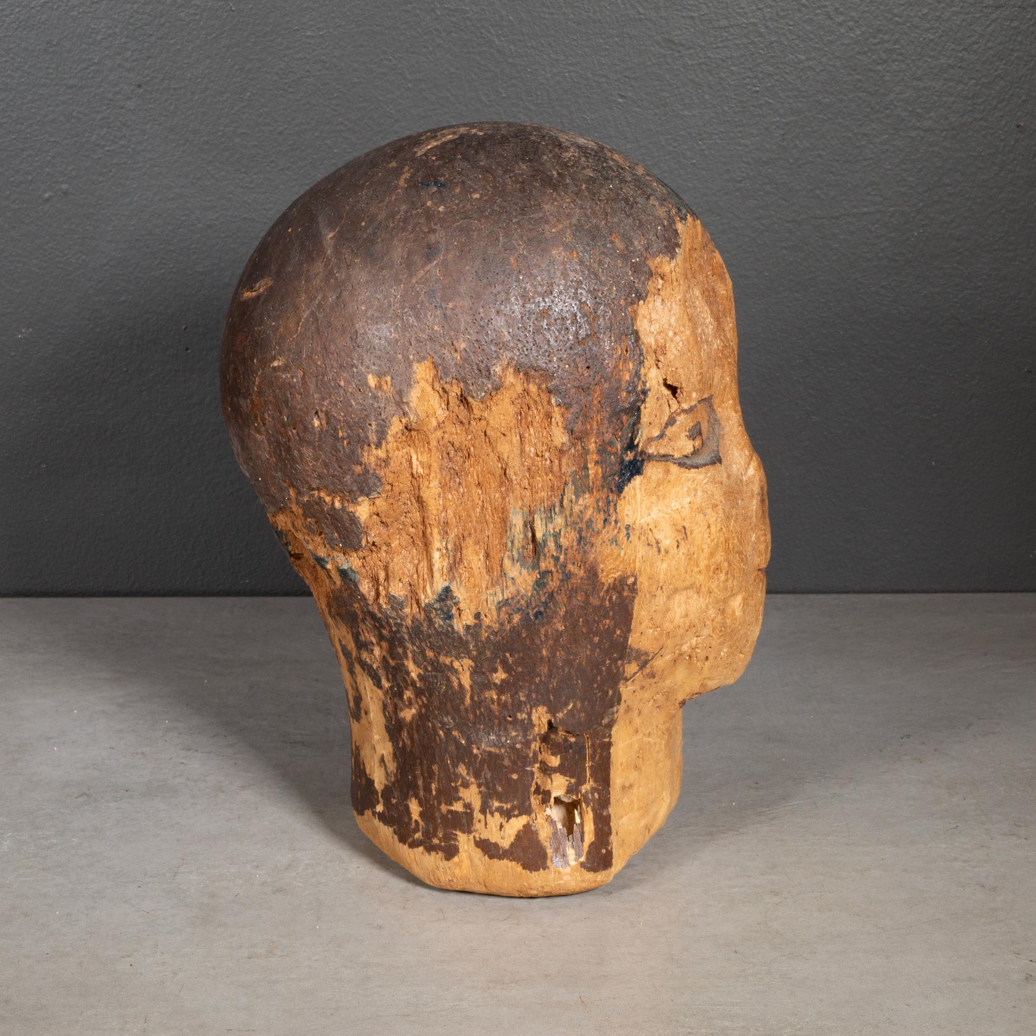 Antique Primitive Cork Mannequin Display Head c.1930 In Good Condition In San Francisco, CA