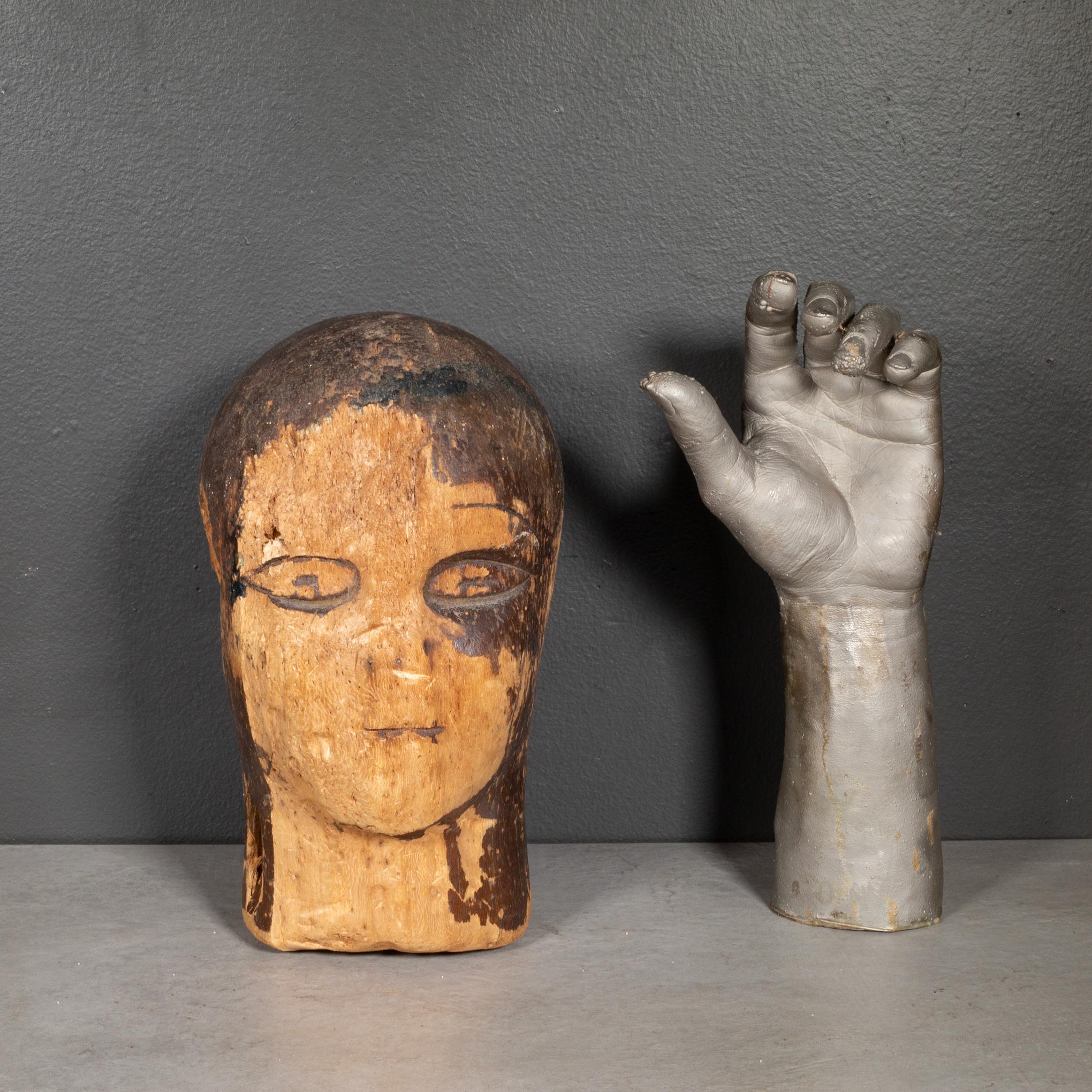 Antique Primitive Cork Mannequin Display Head c.1930 1