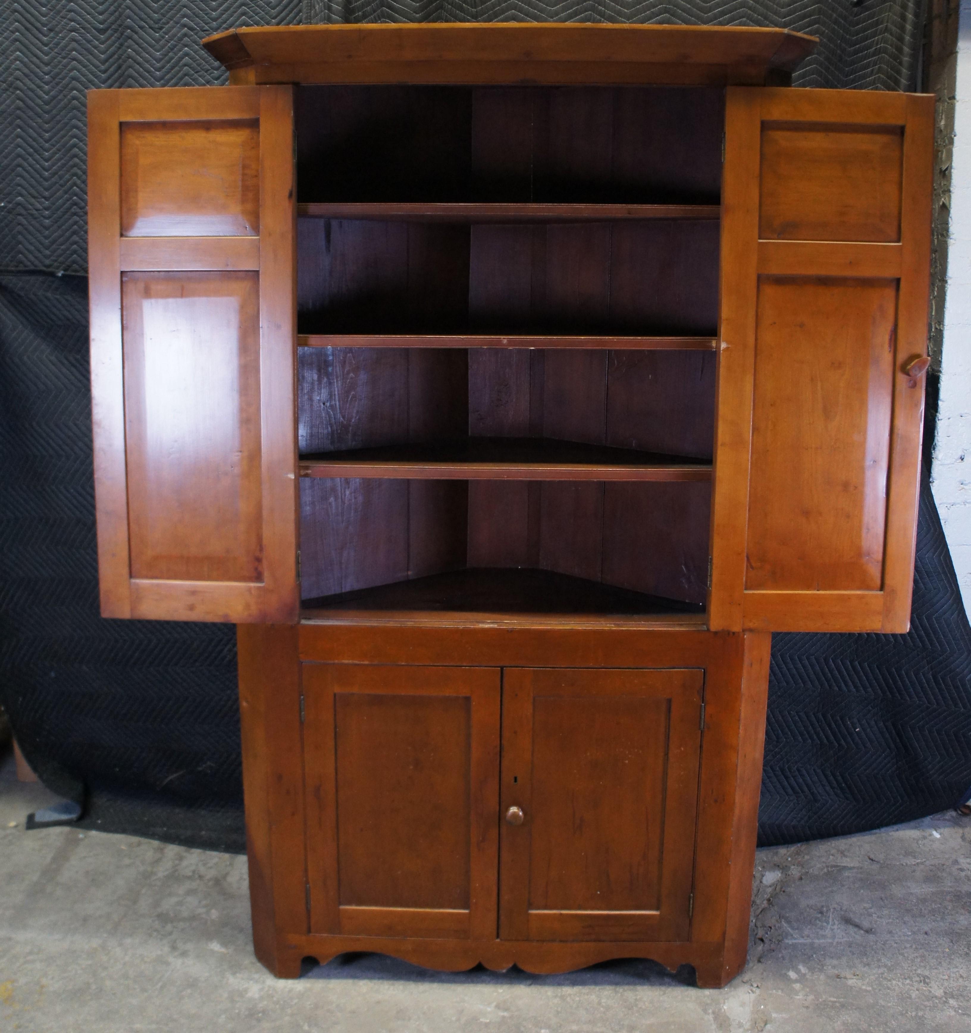 20th Century Antique Country Farmhouse Cherry Corner Cabinet Cupboard 81