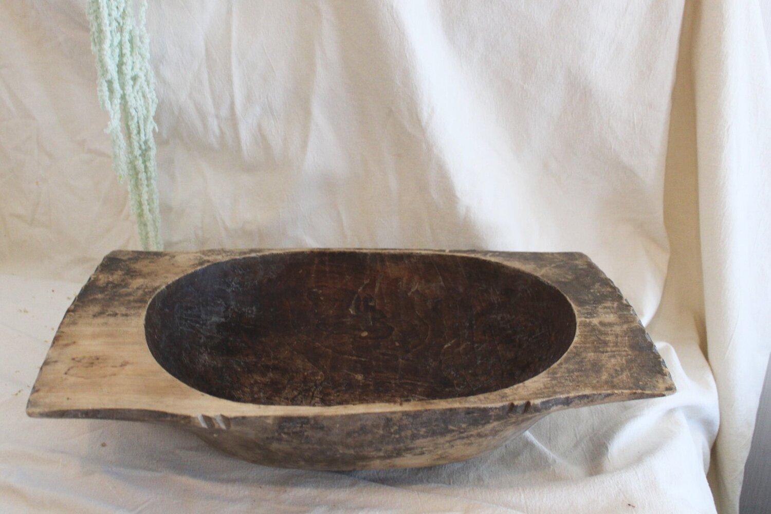 Primitive Antique primitive dough bowl, French