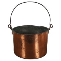 Antique Primitive Dovetailed Copper Stock Pot Cauldron Cooking Kettle Bucket 10"