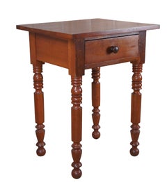 Antique Primitive Early American Cherry Side Accent Table Nightstand 30"