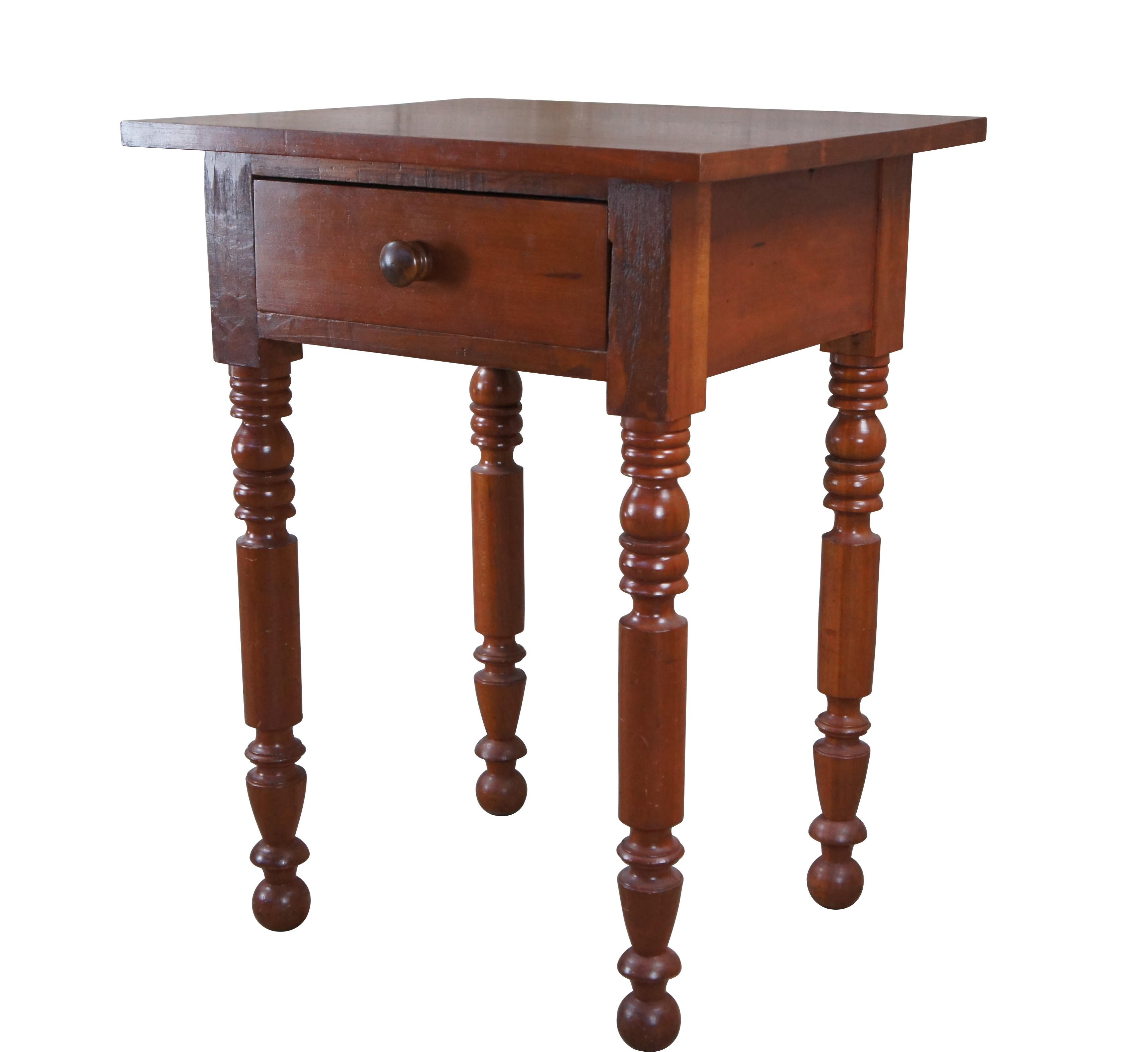 American Classical Antique Primitive Early American Cherry Side Accent Table Nightstand 30