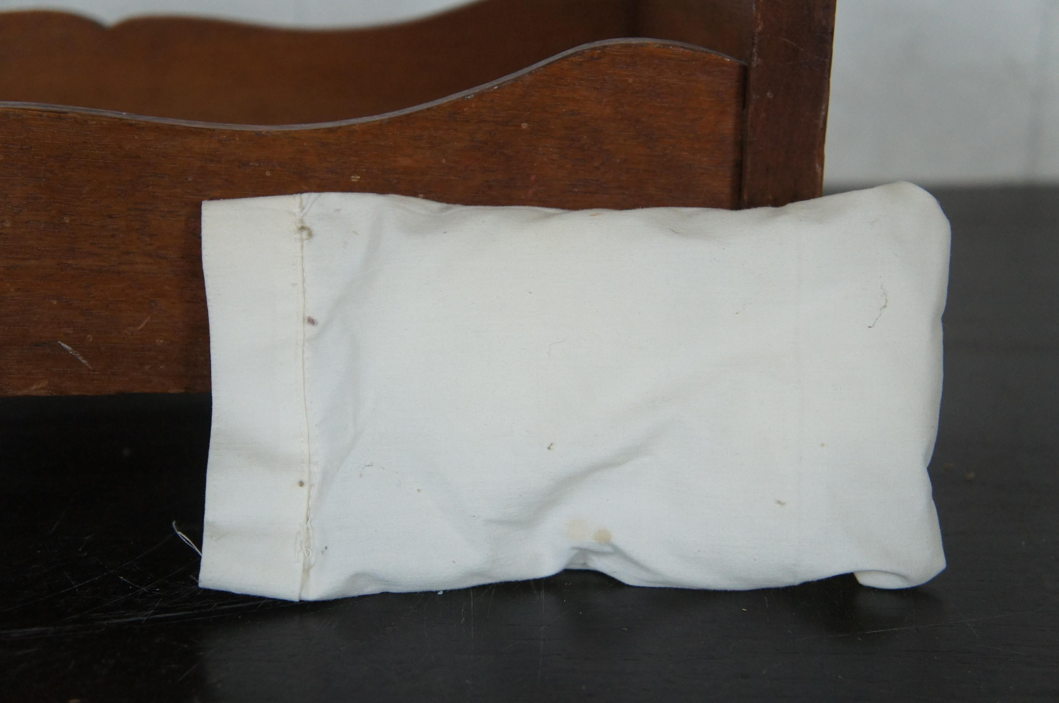 Antique Primitive Early American Miniature Salesman Sample Walnut Doll Bed 2