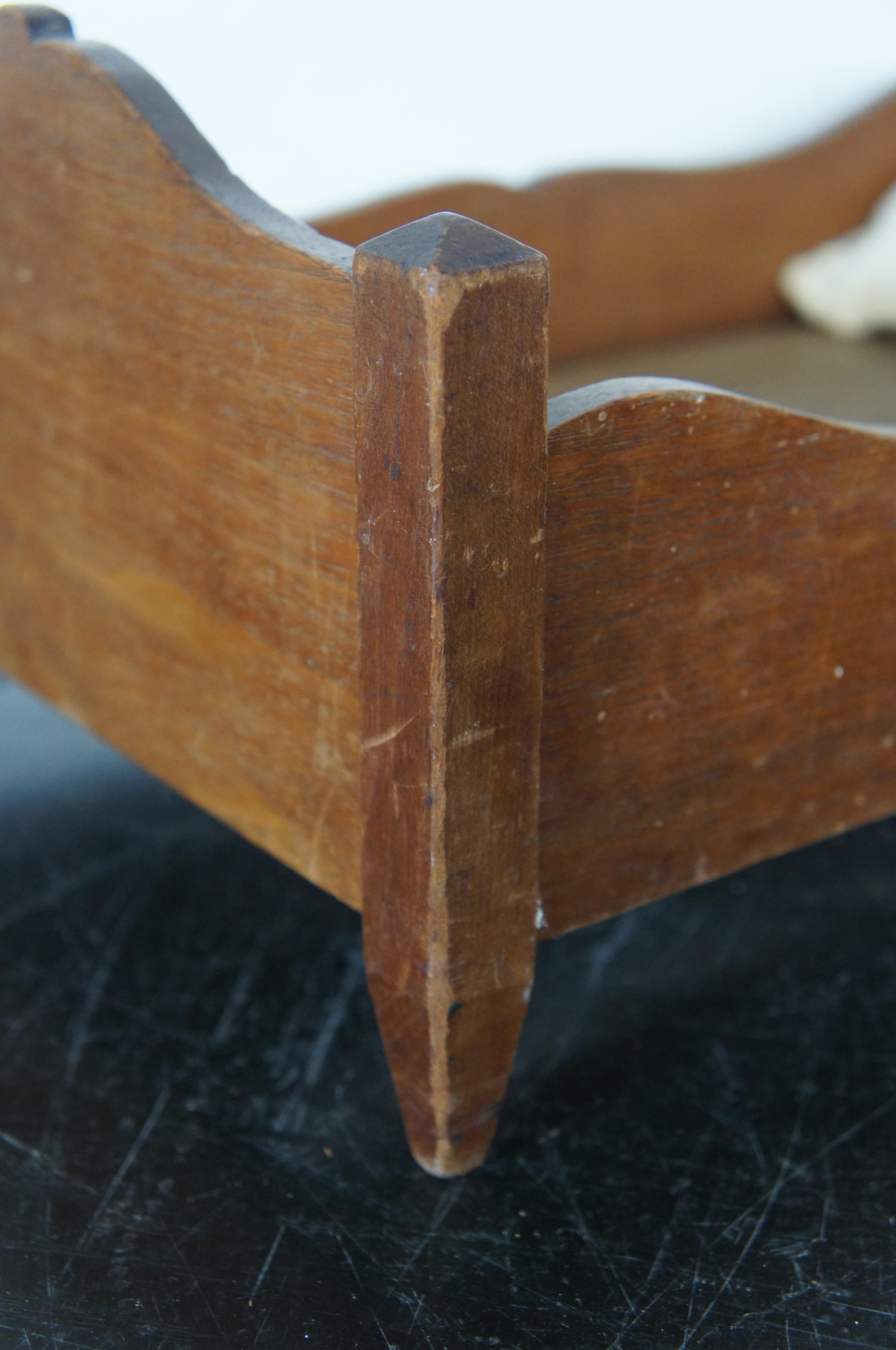 Antique Primitive Early American Miniature Salesman Sample Walnut Doll Bed 3