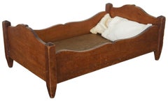 Antique Primitive Early American Miniature Salesman Sample Walnut Doll Bed