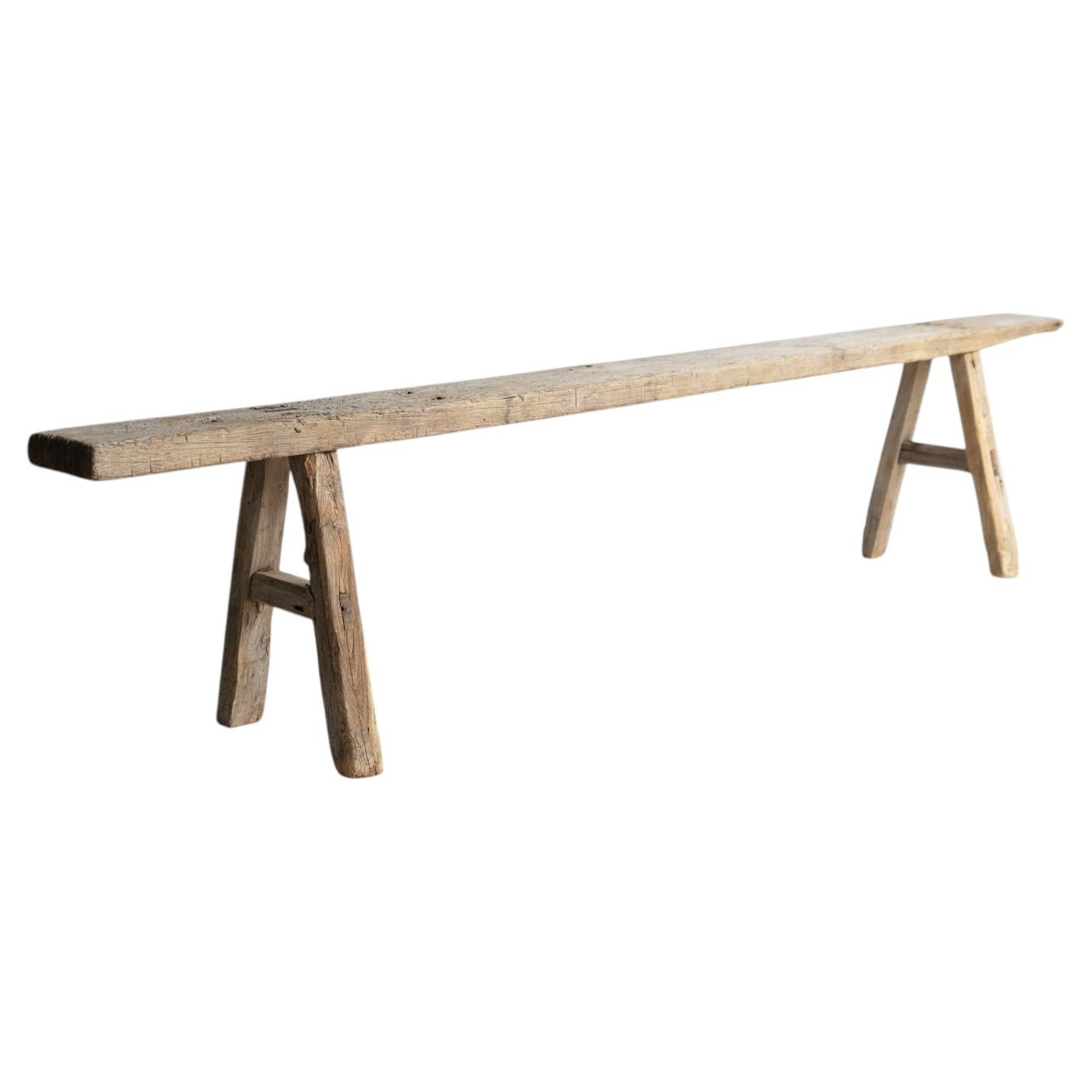 Antique Primitive Elm Pig Bench, Long And Narrow, Chinese, Early 20th Century For Sale