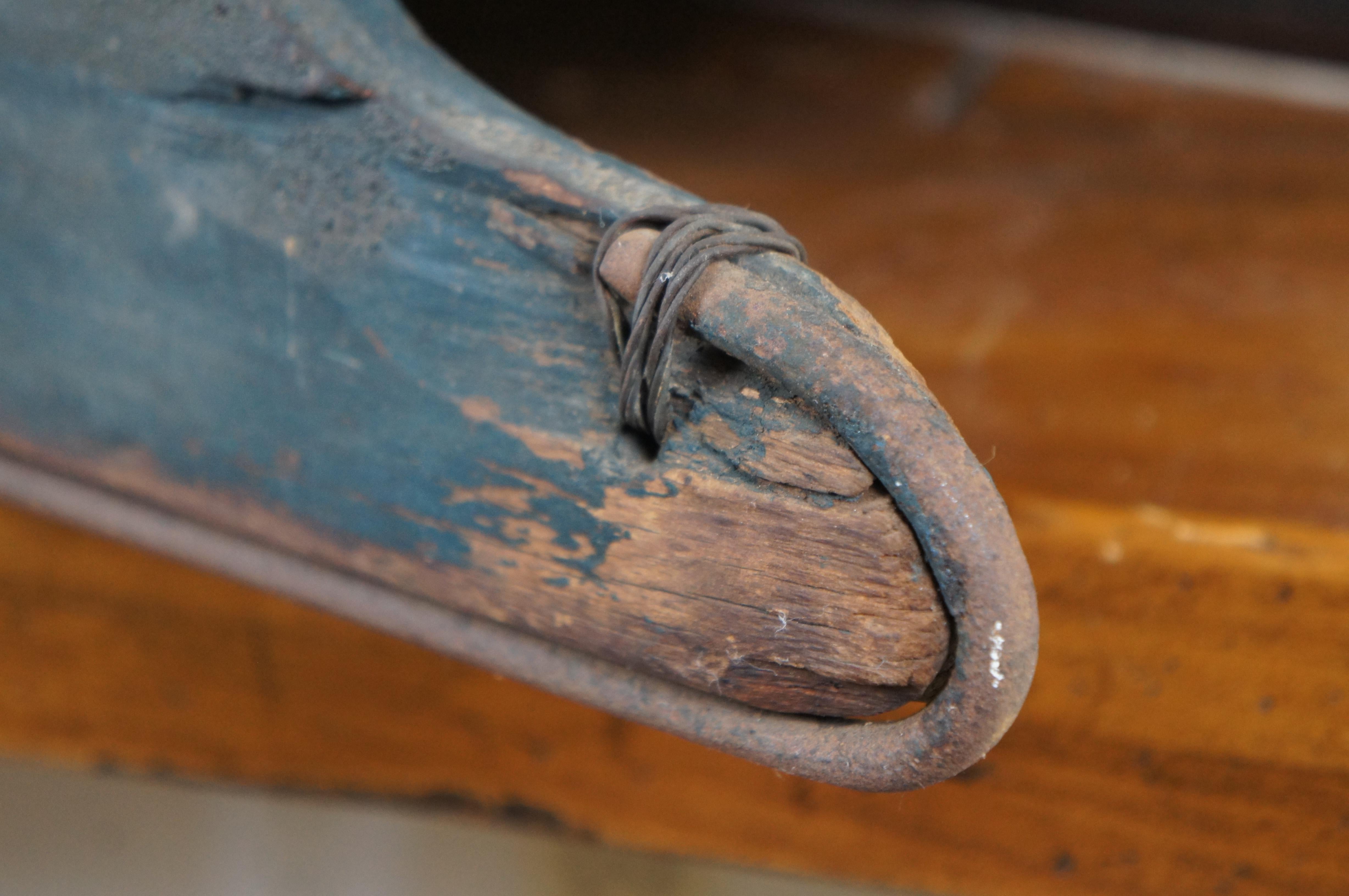 Antique Primitive Folk Art Wood & Iron Childrens Sled Sleigh Toboggan 42