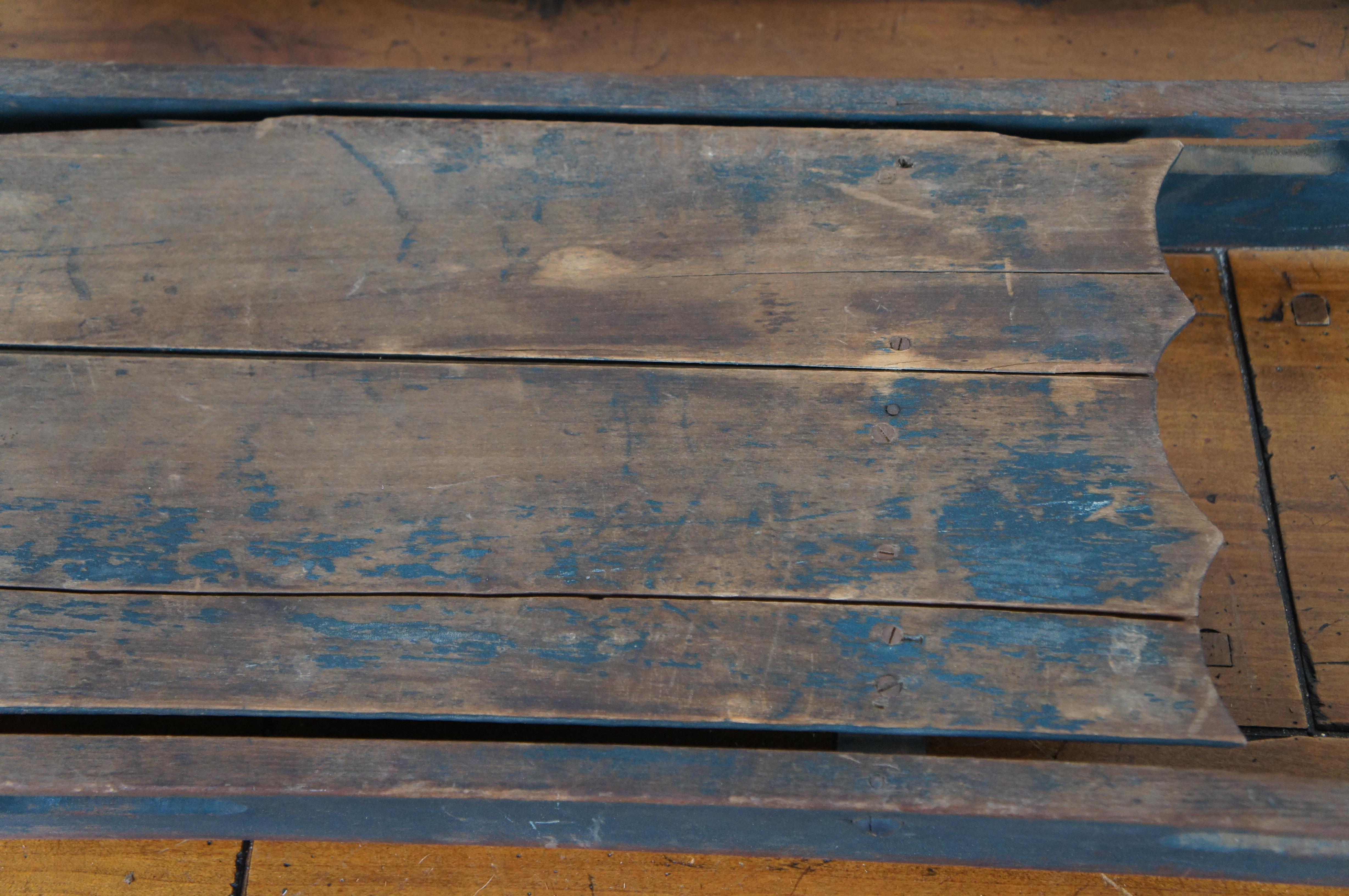 Antique Primitive Folk Art Wood & Iron Childrens Sled Sleigh Toboggan 42