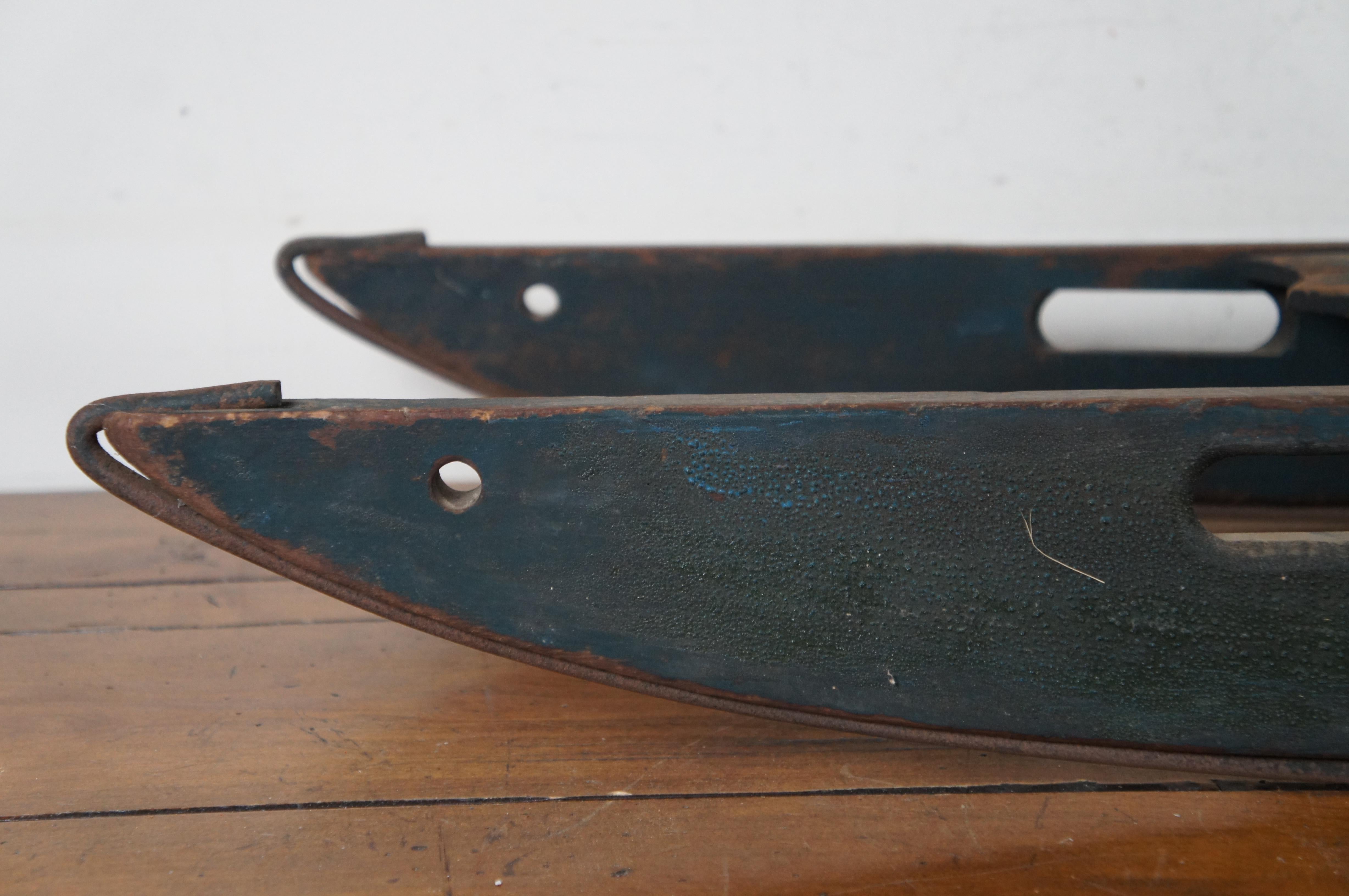 Antique Primitive Folk Art Wood & Iron Childrens Sled Sleigh Toboggan 42