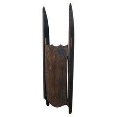 Antique Primitive Folk Art Wood & Iron Childrens Sled Sleigh Toboggan 42"