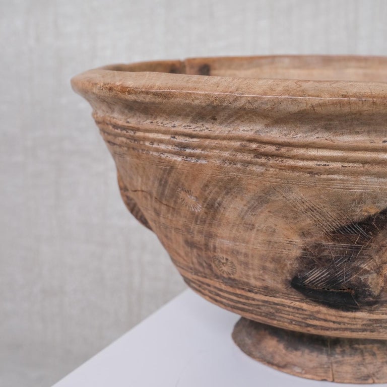 20th Century Antique Primitive French Wooden Bowl For Sale