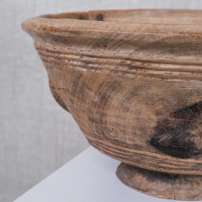 Antique Primitive French Wooden Bowl For Sale 1