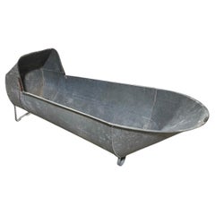 Antique Primitive Galvanized Tin Metal Cowboy Bathtub